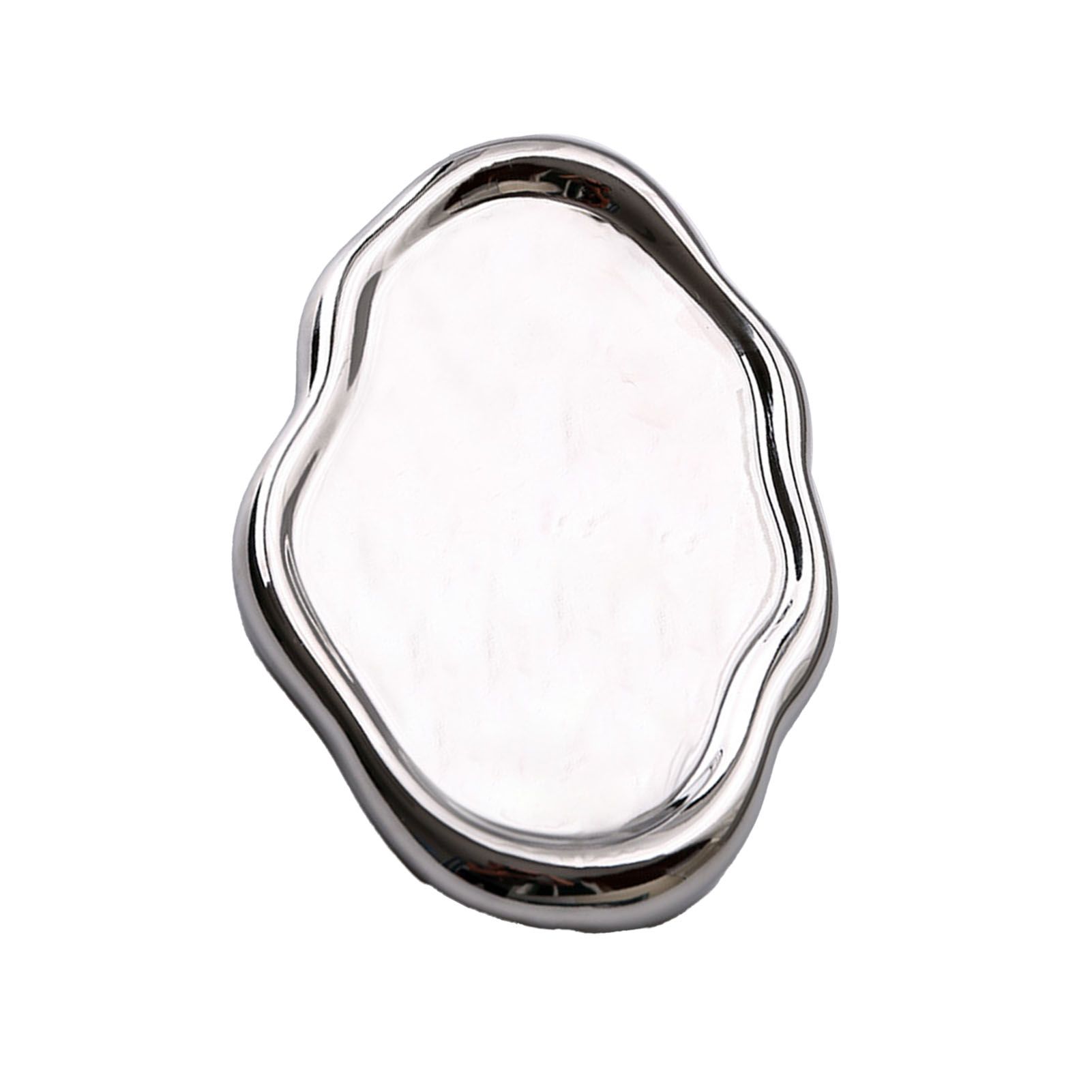 Jewelry Plate Ceramic Glossy Appearance Simple Modern Stylish Storage Tray for Home Gift Silver Oval - Image 4
