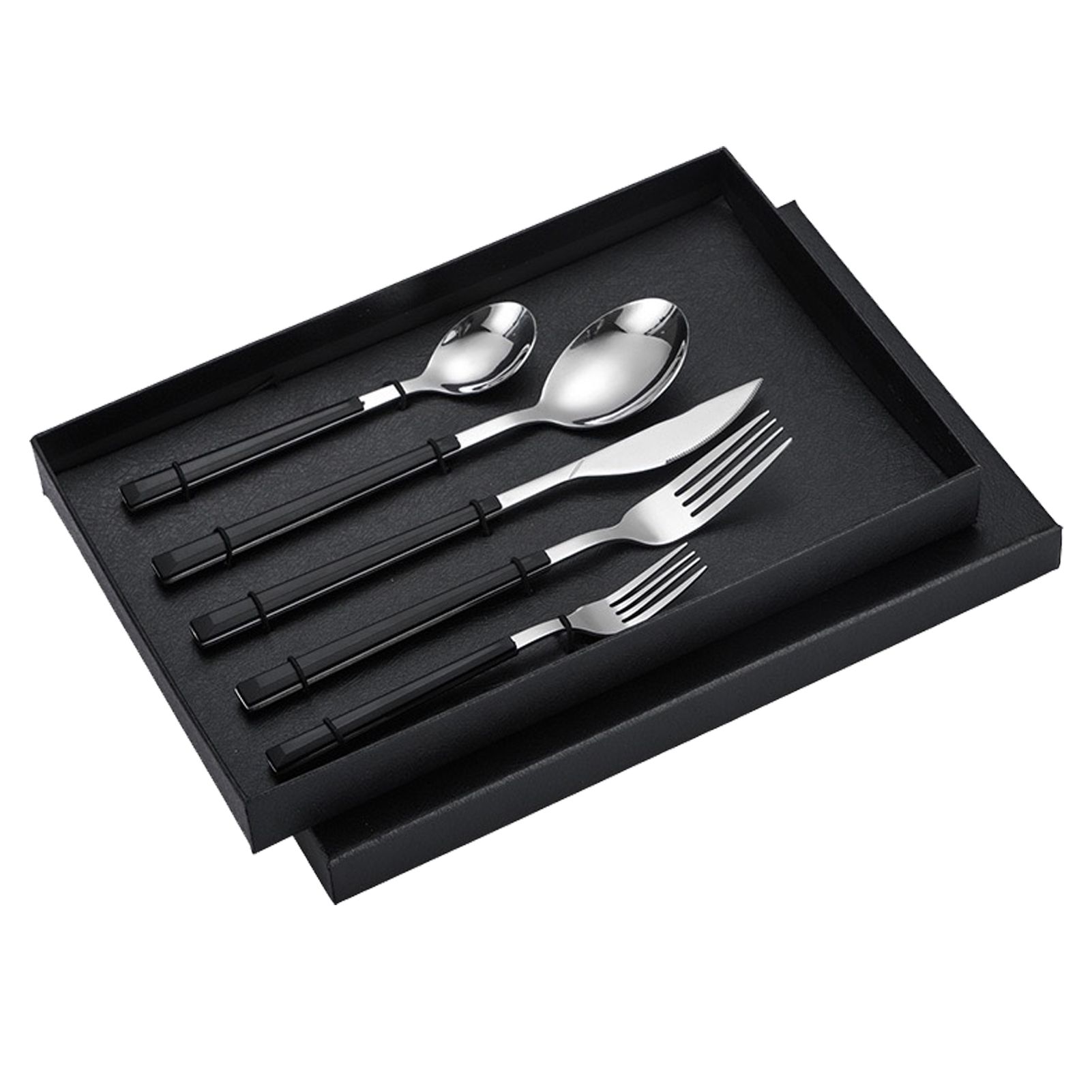 Tableware Cutlery Set Stainless Steel Dinner Knives Forks Spoons Eating Utensils High Hardness Flatware Set Black Handle - Image 1