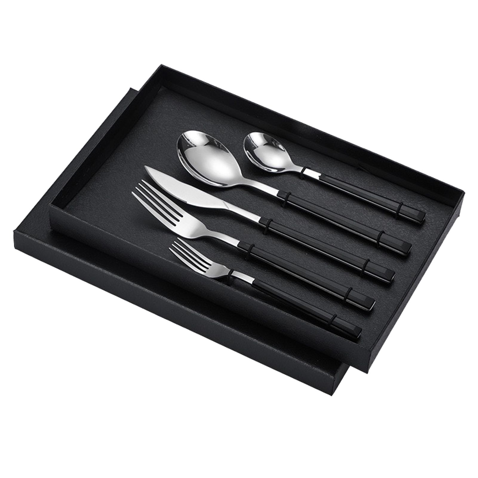 Tableware Cutlery Set Stainless Steel Dinner Knives Forks Spoons Eating Utensils High Hardness Flatware Set Black Handle - Image 2