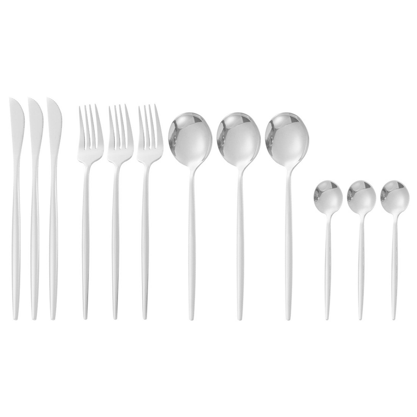 12Pcs Tableware Set Spoons Knives Forks Glossy 410 Stainless Steel Cutlery Set for Home Restaurant Silver - Image 1