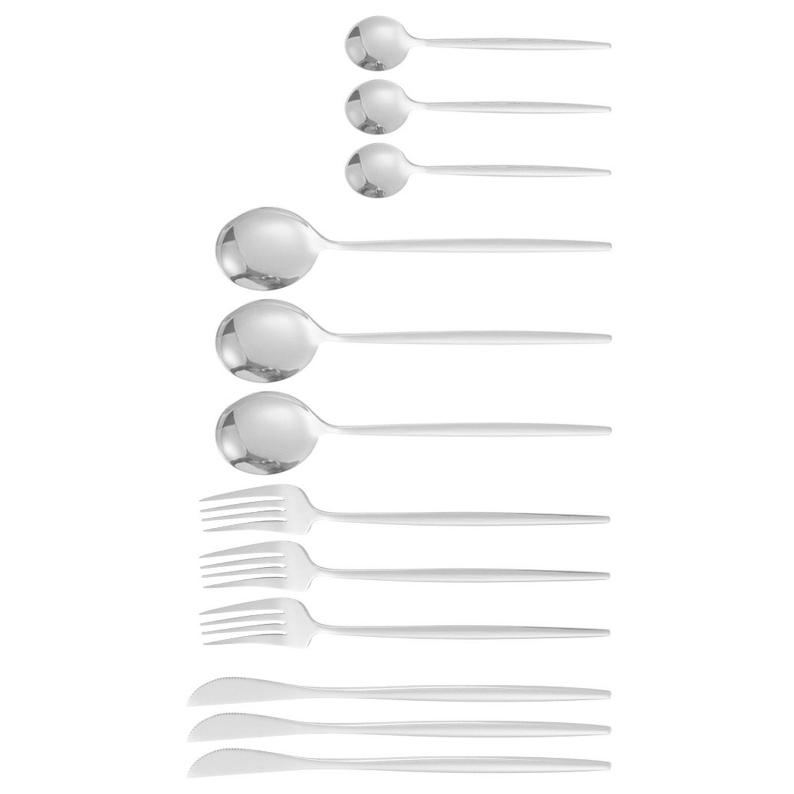 12Pcs Tableware Set Spoons Knives Forks Glossy 410 Stainless Steel Cutlery Set for Home Restaurant Silver - Image 2