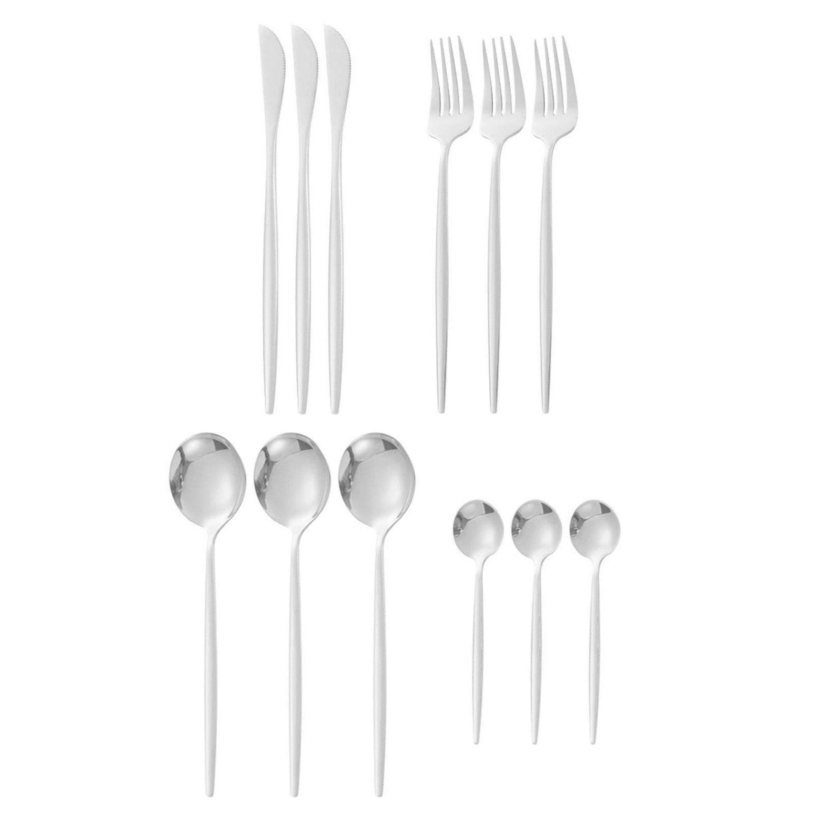 12Pcs Tableware Set Spoons Knives Forks Glossy 410 Stainless Steel Cutlery Set for Home Restaurant Silver - Image 4