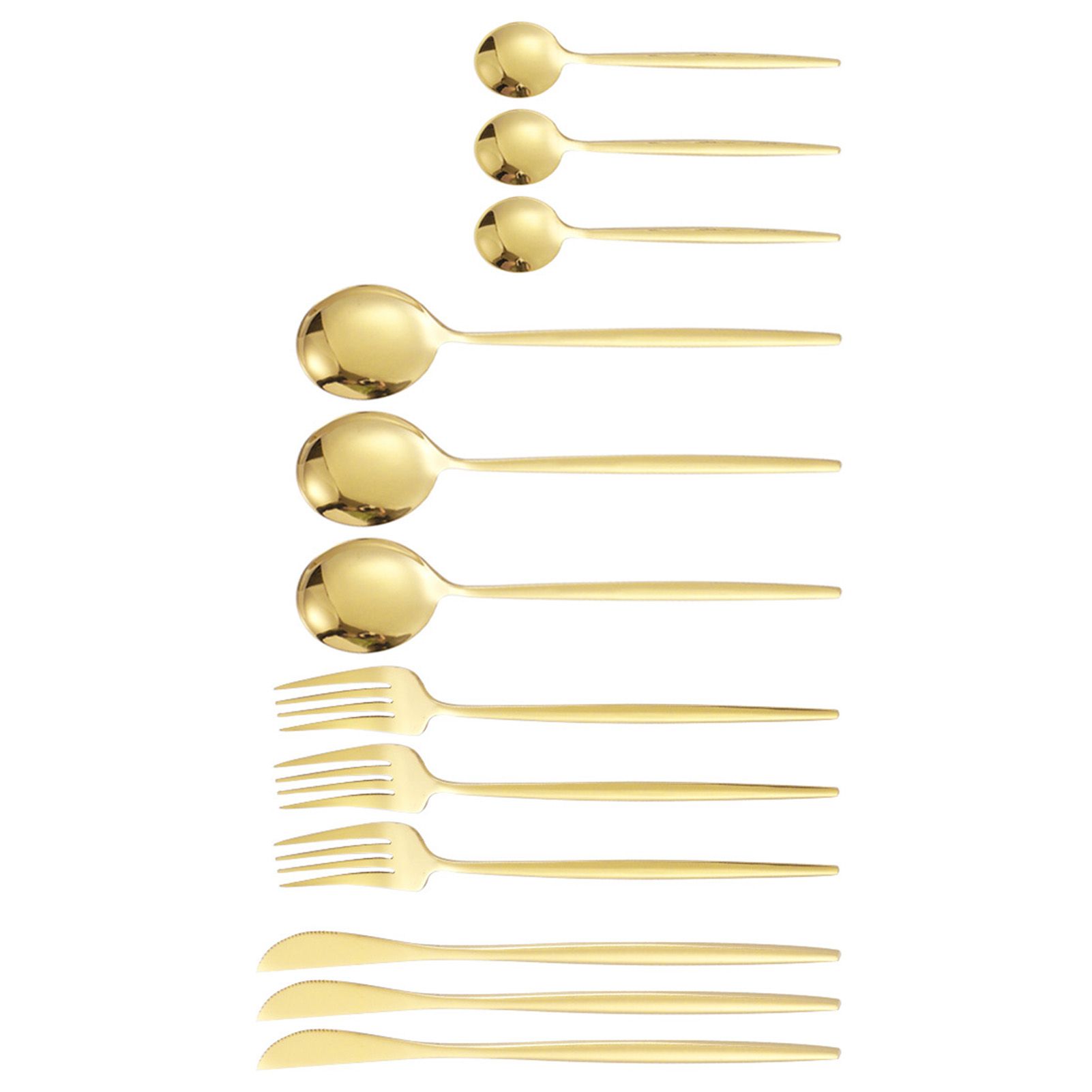 12Pcs Tableware Set Spoons Knives Forks Glossy 410 Stainless Steel Cutlery Set for Home Restaurant Gold - Image 2