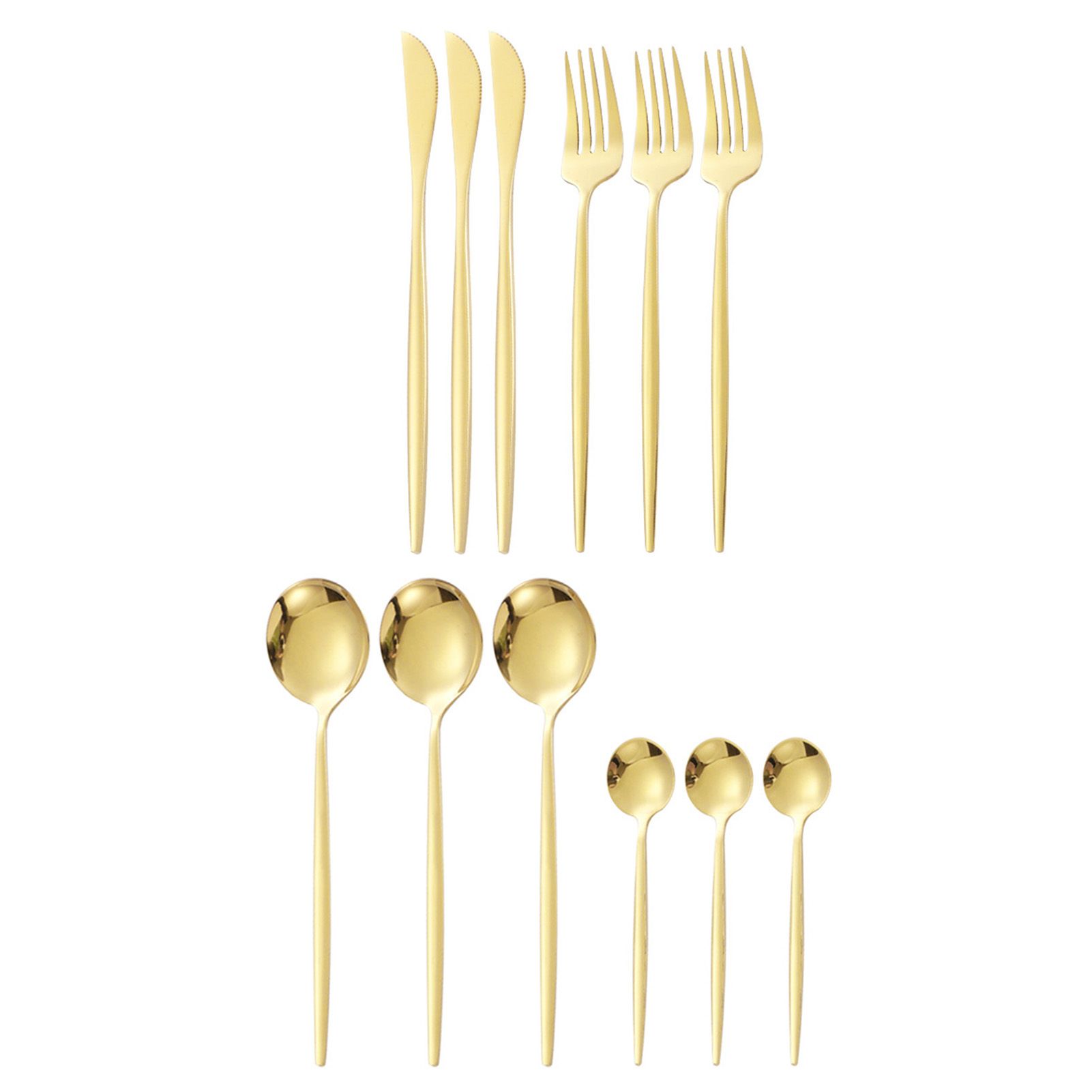 12Pcs Tableware Set Spoons Knives Forks Glossy 410 Stainless Steel Cutlery Set for Home Restaurant Gold - Image 3