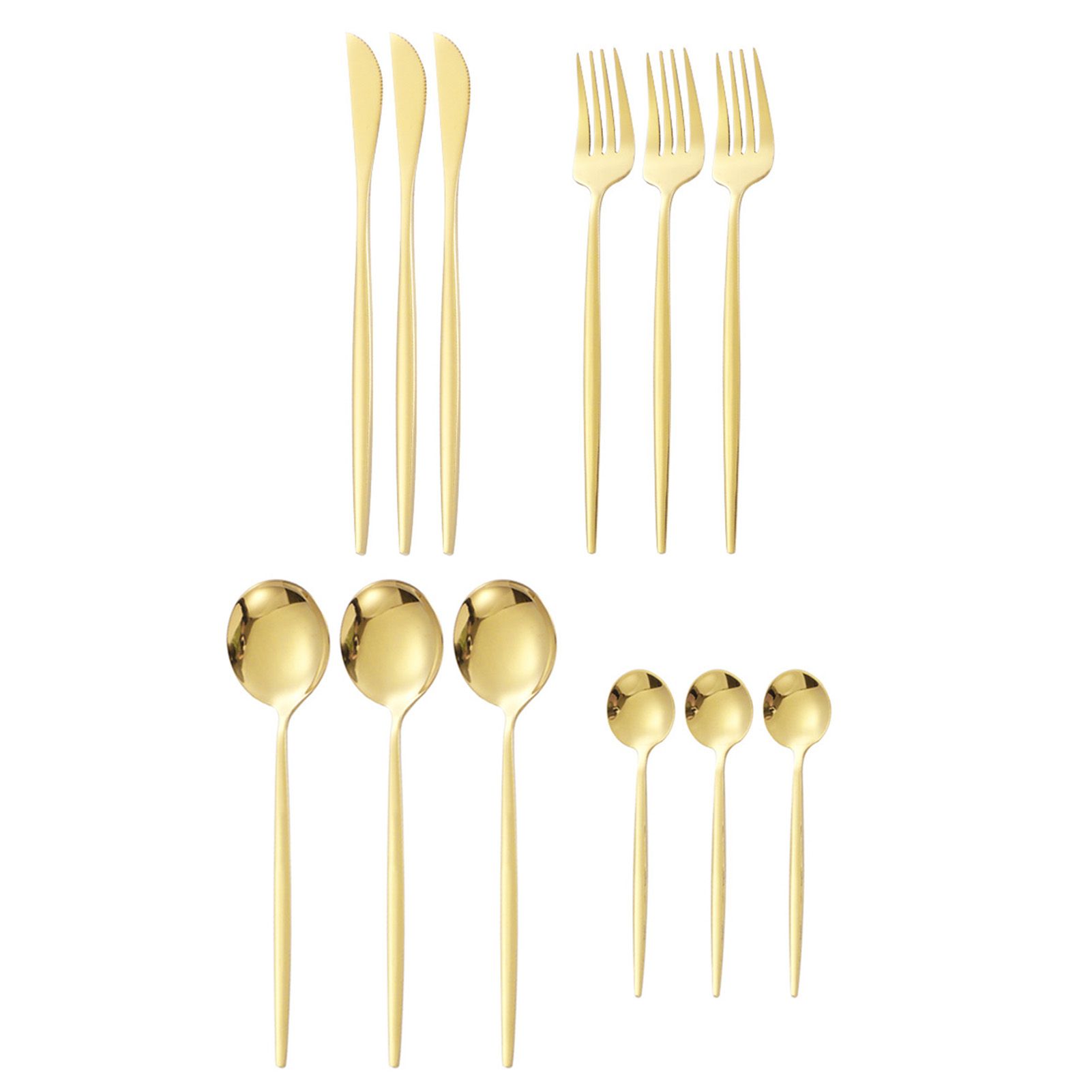12Pcs Tableware Set Spoons Knives Forks Glossy 410 Stainless Steel Cutlery Set for Home Restaurant Gold - Image 4