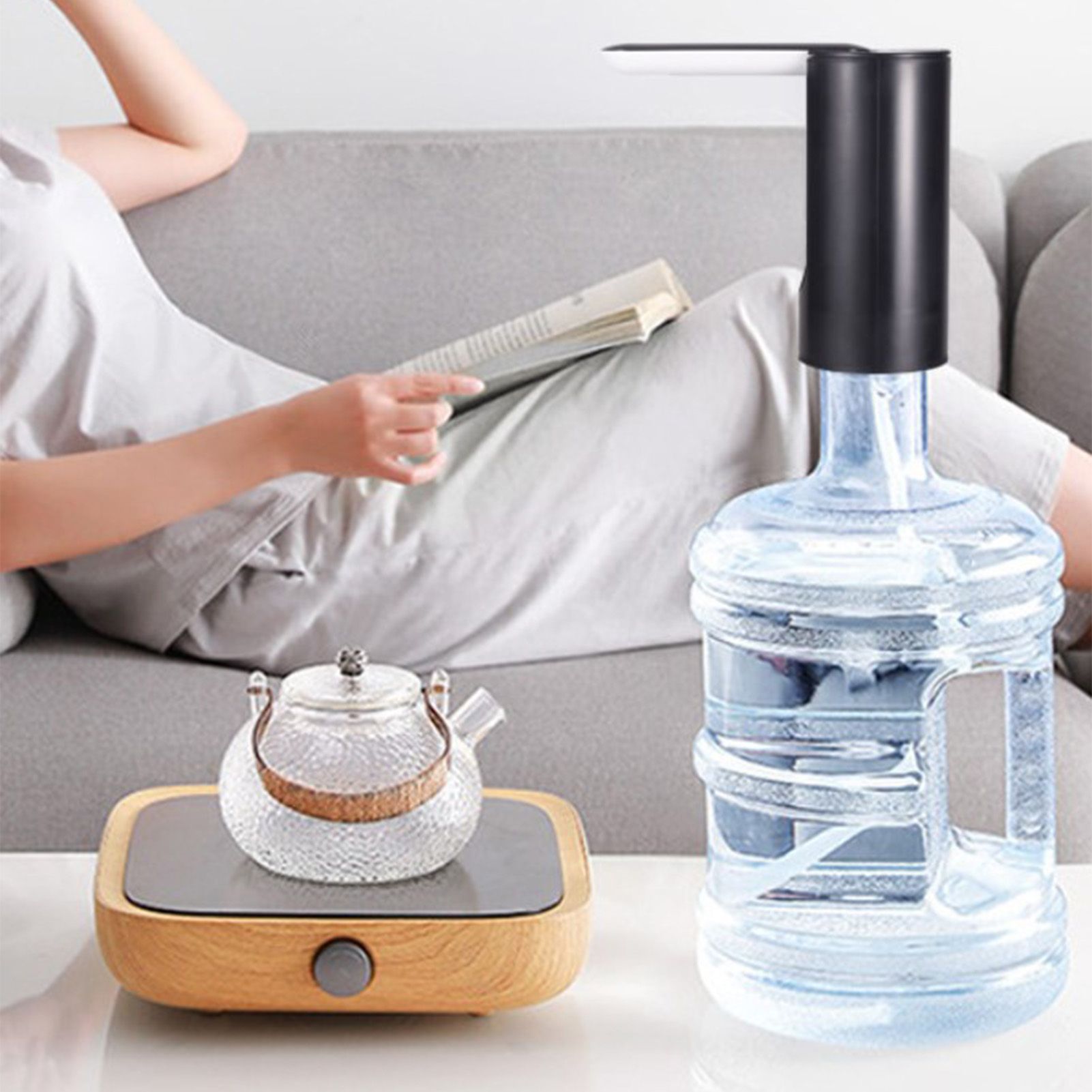 Water Bottle Dispenser Foldable USB Rechargeable Automatic Portable Electric Water Dispenser Pump Black 4W - Image 5