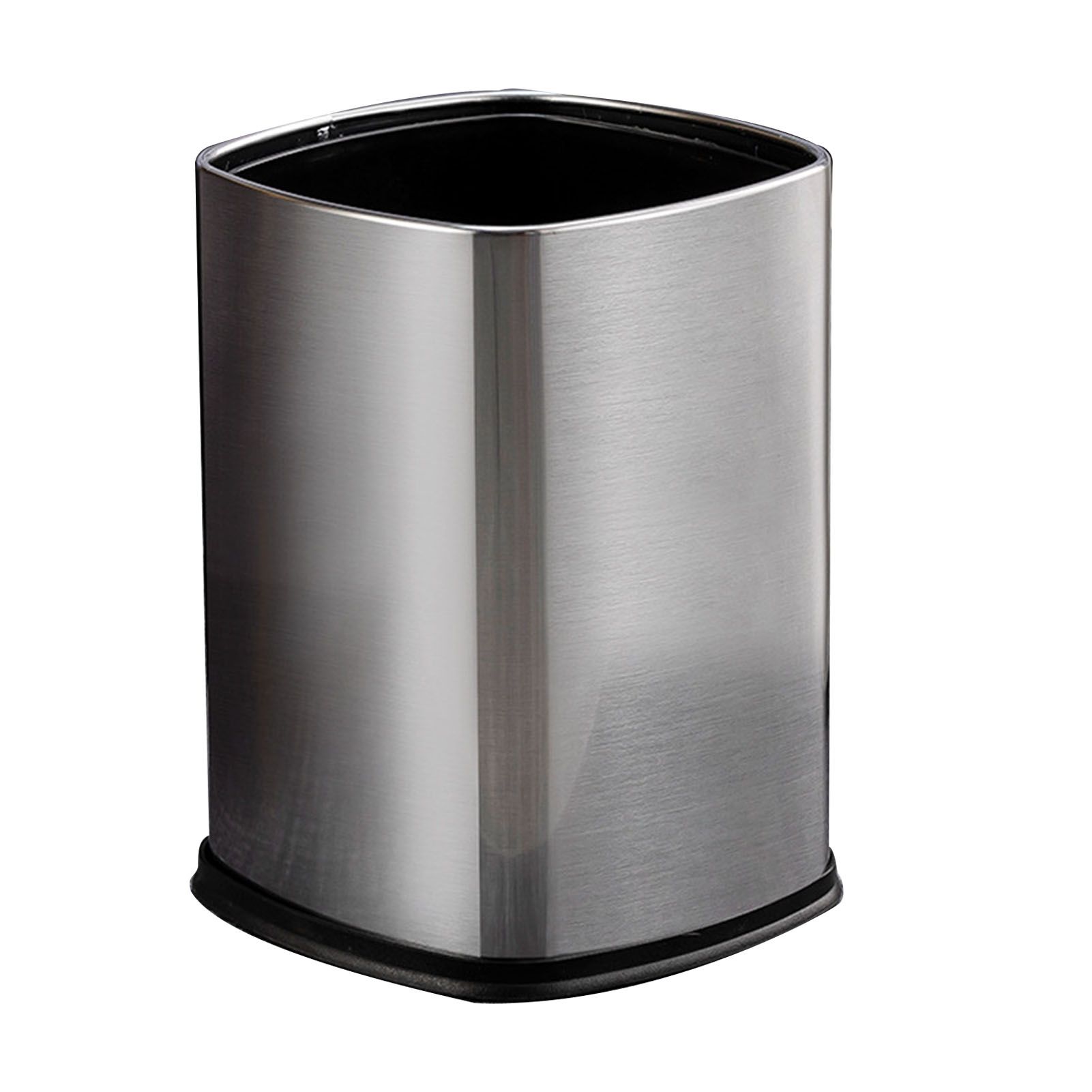 12L Rectangular Trash Can Lidless Living Room Kitchen Office Stainless Steel Dustbin Trash Can - Image 1