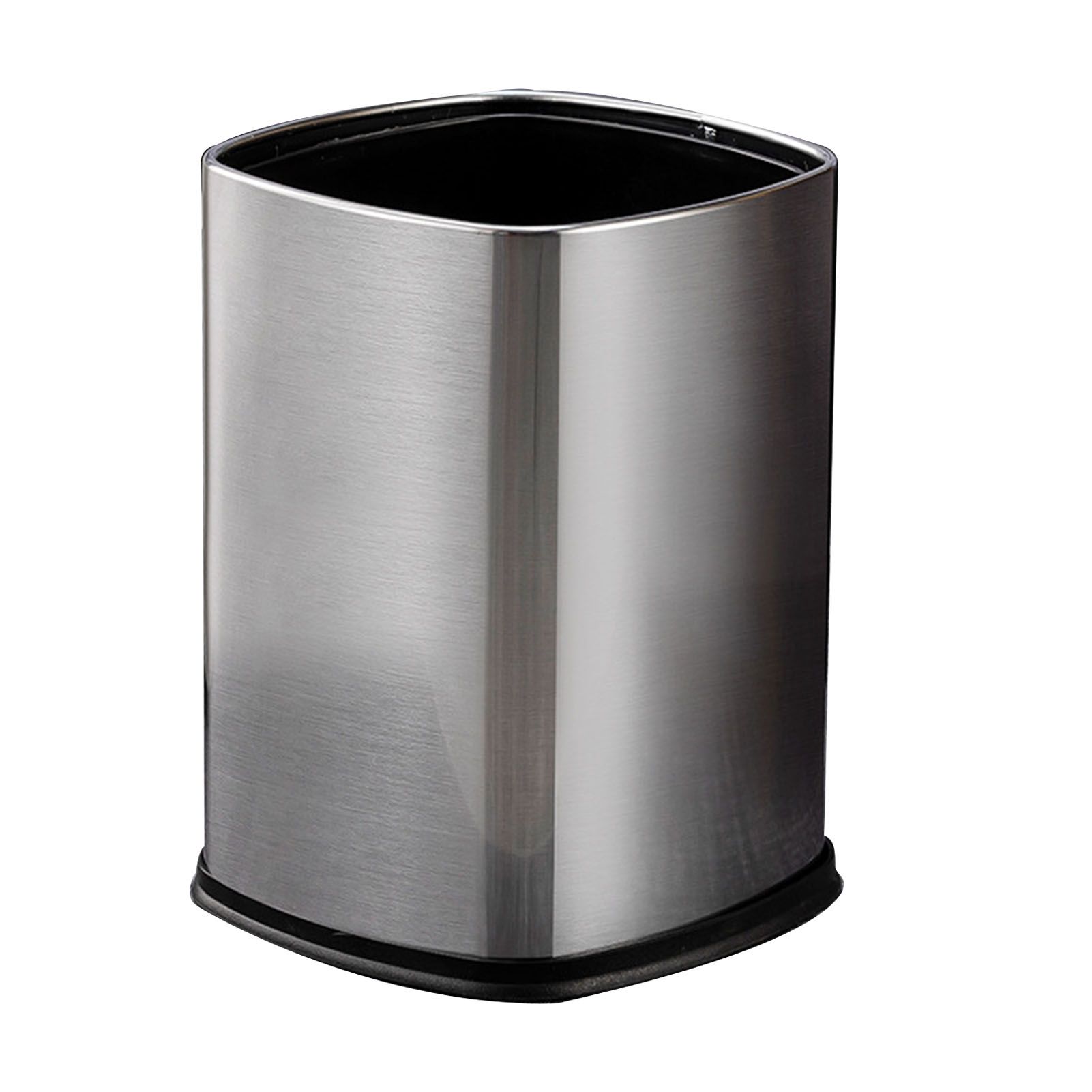 12L Rectangular Trash Can Lidless Living Room Kitchen Office Stainless Steel Dustbin Trash Can - Image 2