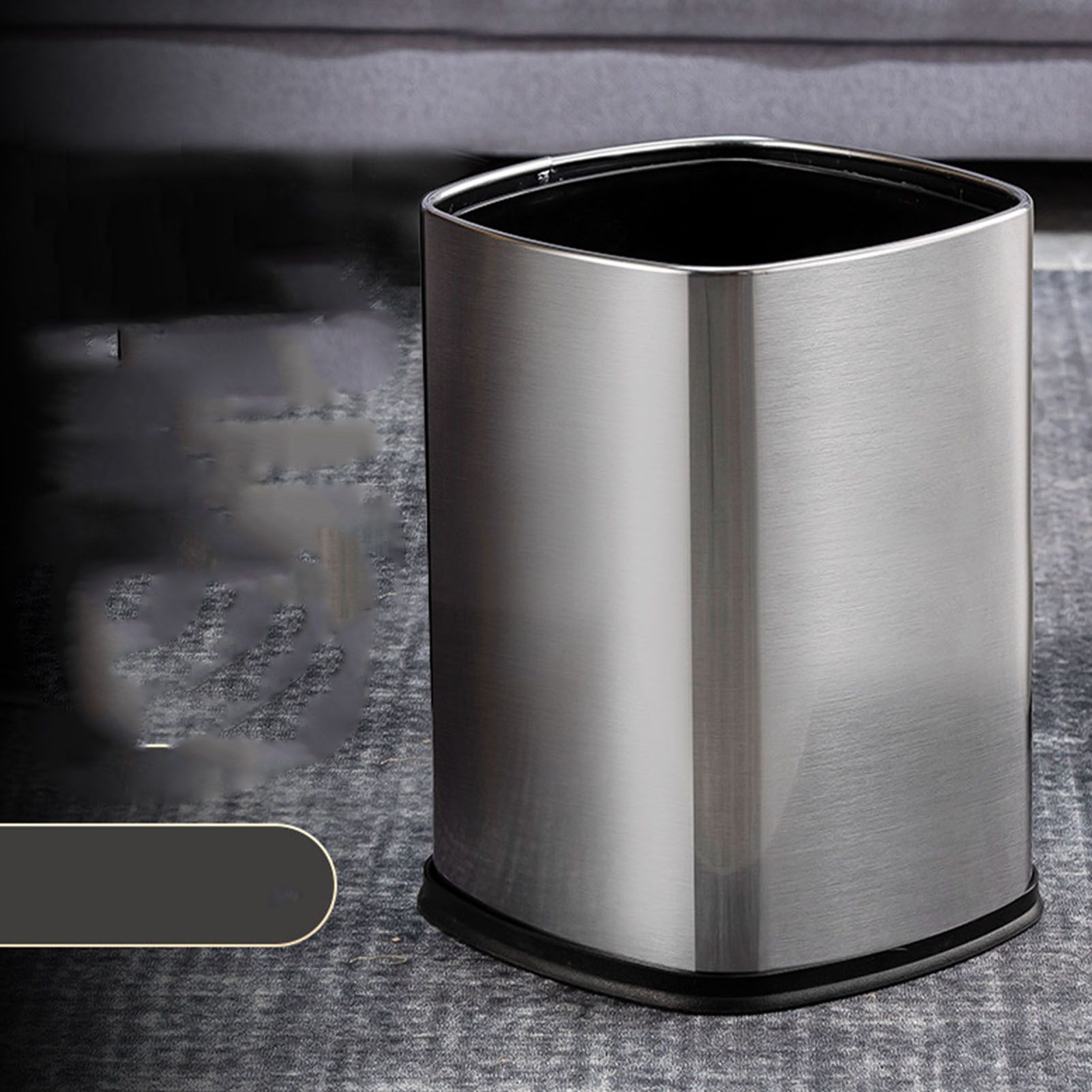 12L Rectangular Trash Can Lidless Living Room Kitchen Office Stainless Steel Dustbin Trash Can - Image 6