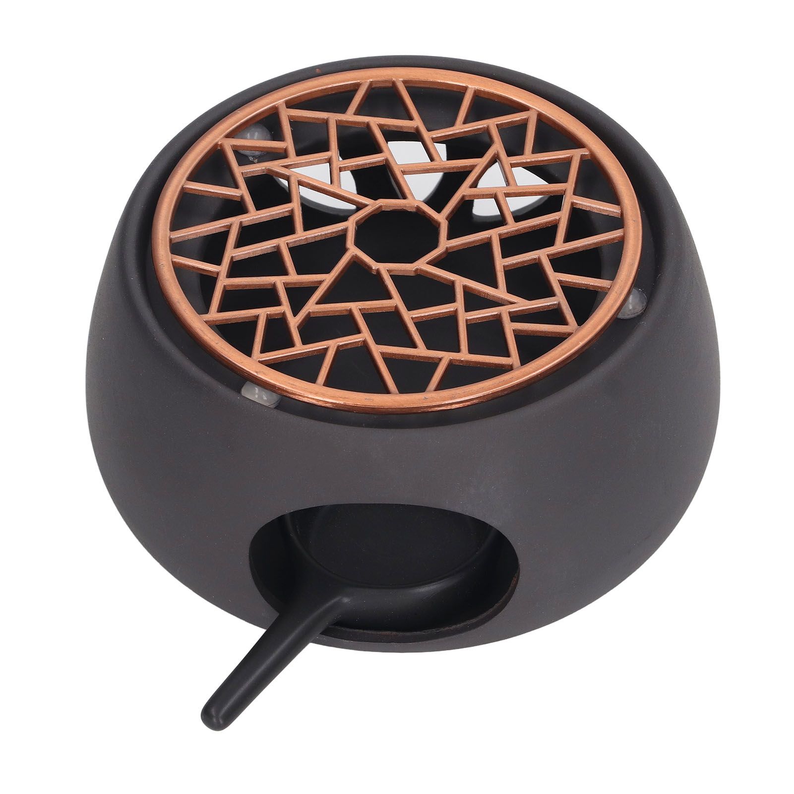 Teapot Warmer Base Ceramic Candle Heater Tea Coffee Milk Light Warmer with Purple Iron Pad for Home Black A Pad - Image 3