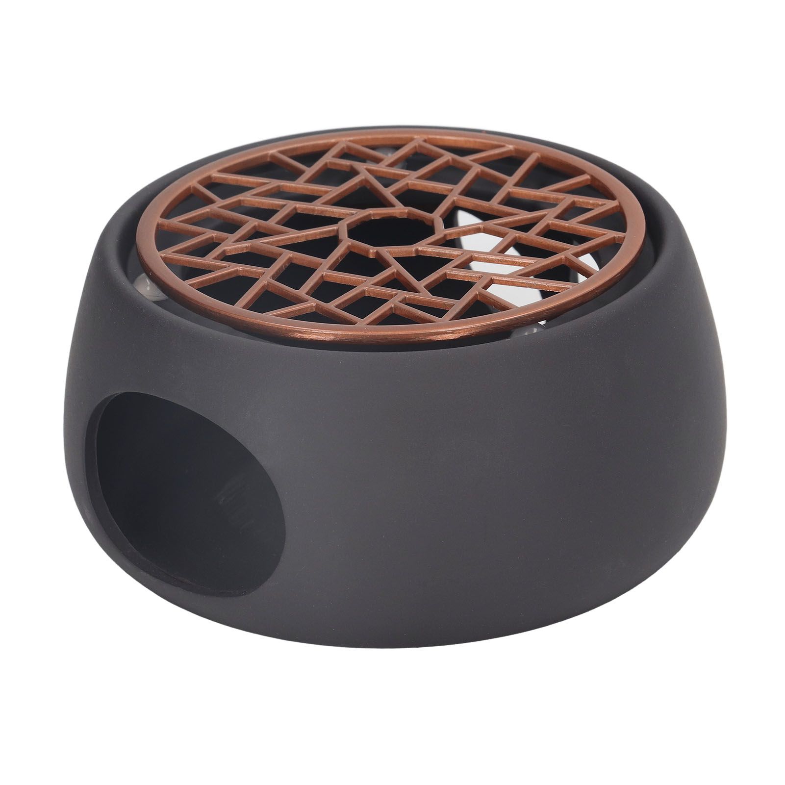 Teapot Warmer Base Ceramic Candle Heater Tea Coffee Milk Light Warmer with Purple Iron Pad for Home Black A Pad - Image 4