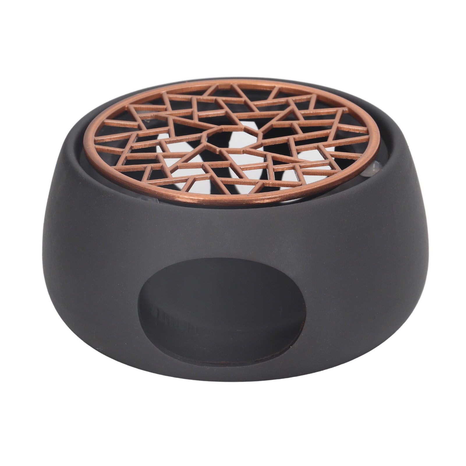 Teapot Warmer Base Ceramic Candle Heater Tea Coffee Milk Light Warmer with Purple Iron Pad for Home Black A Pad - Image 5