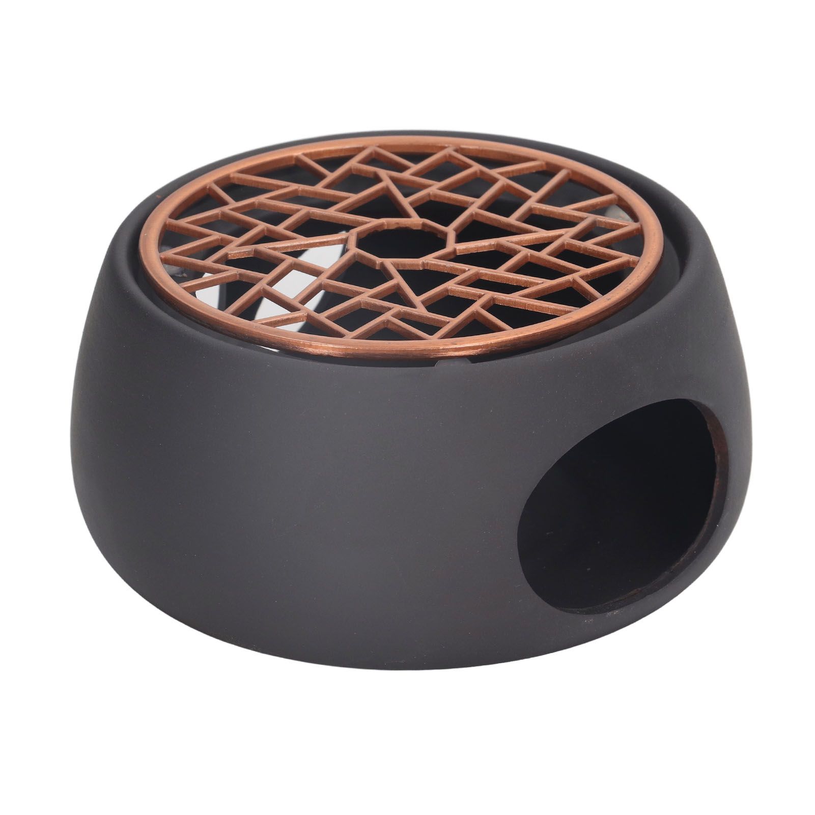 Teapot Warmer Base Ceramic Candle Heater Tea Coffee Milk Light Warmer with Purple Iron Pad for Home Black A Pad - Image 6