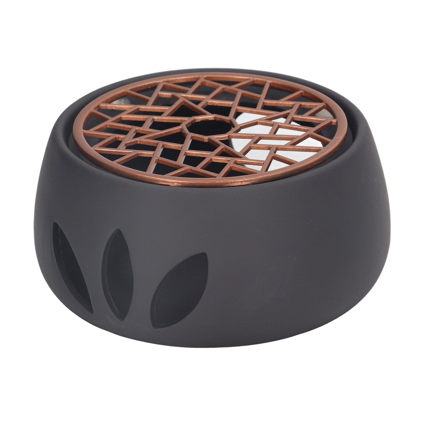 Teapot Warmer Base Ceramic Candle Heater Tea Coffee Milk Light Warmer with Purple Iron Pad for Home Black A Pad - Image 8