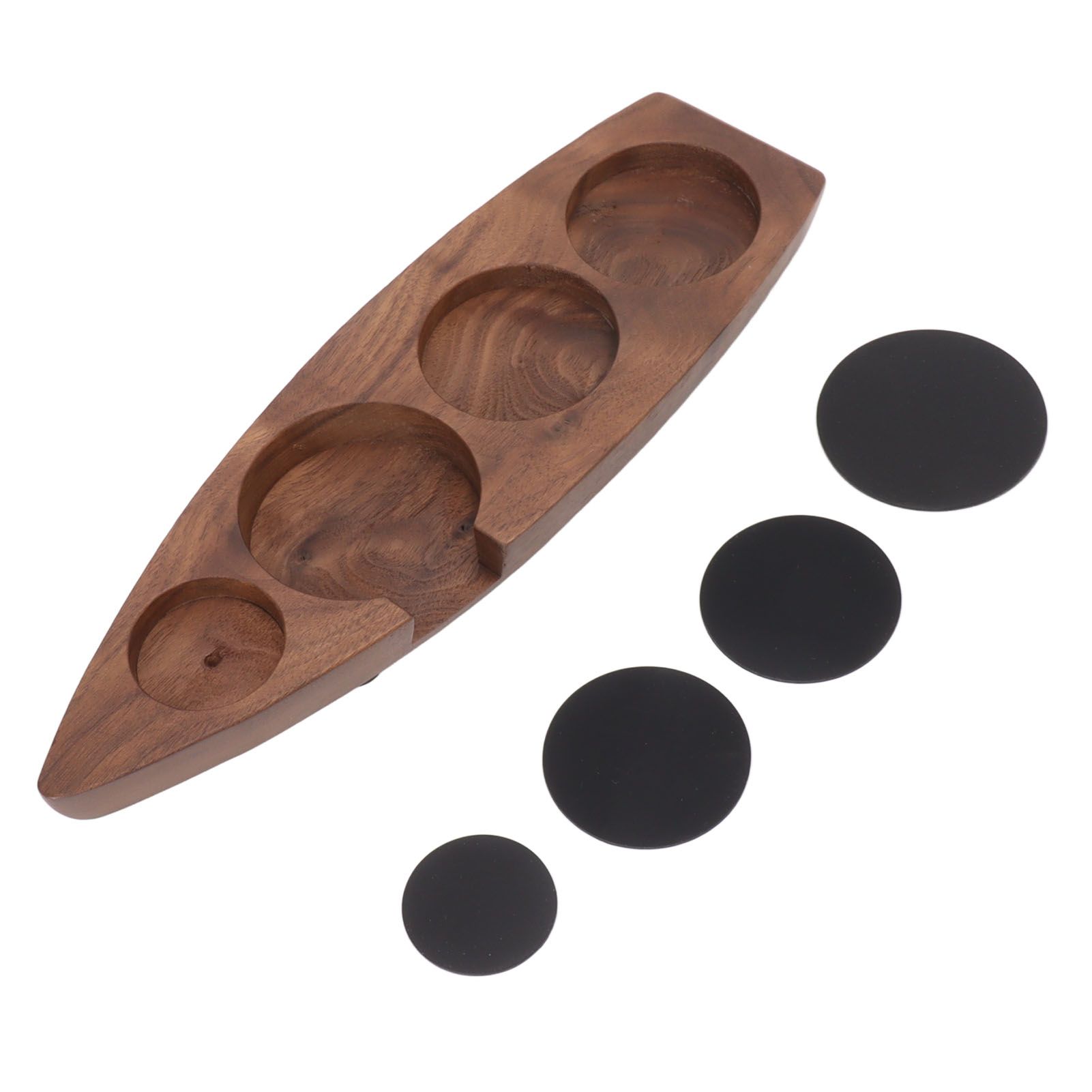 Boat Shape Coffee Tamper Holder Walnut Wood Coffee Distributor Holder Station for Cafe Western Restaurant Bar Family Kitchen 51mm - Image 1