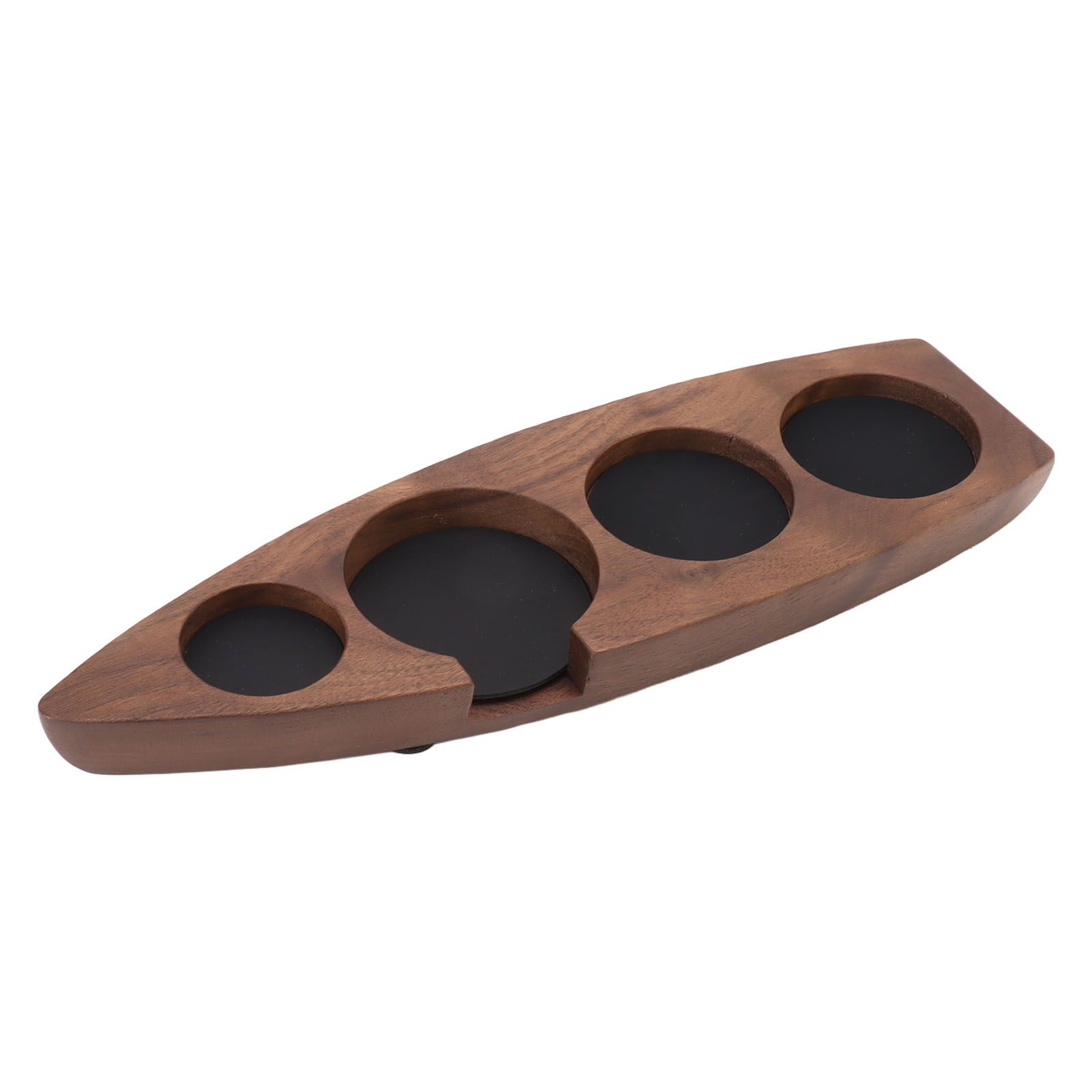 Boat Shape Coffee Tamper Holder Walnut Wood Coffee Distributor Holder Station for Cafe Western Restaurant Bar Family Kitchen 51mm - Image 2