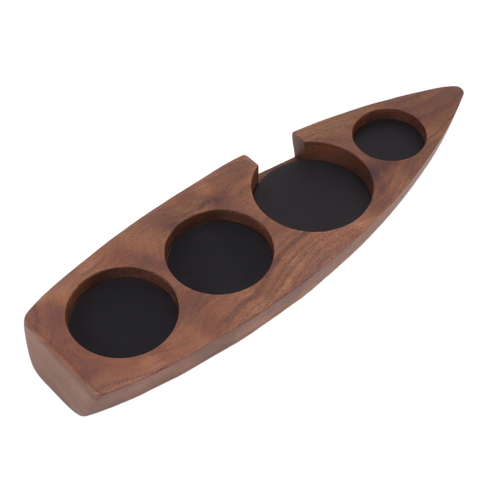 Boat Shape Coffee Tamper Holder Walnut Wood Coffee Distributor Holder Station for Cafe Western Restaurant Bar Family Kitchen 51mm - Image 3