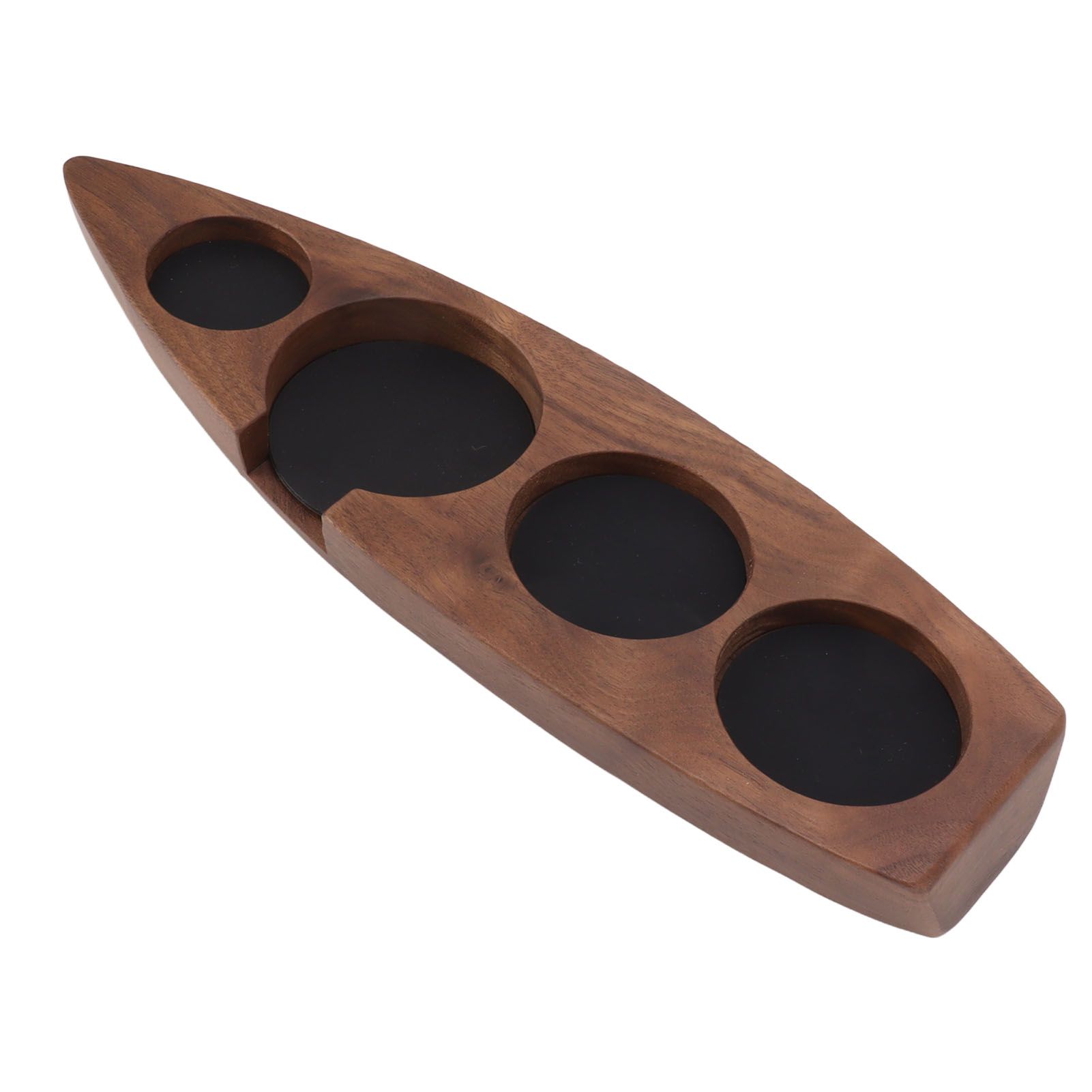 Boat Shape Coffee Tamper Holder Walnut Wood Coffee Distributor Holder Station for Cafe Western Restaurant Bar Family Kitchen 51mm - Image 5
