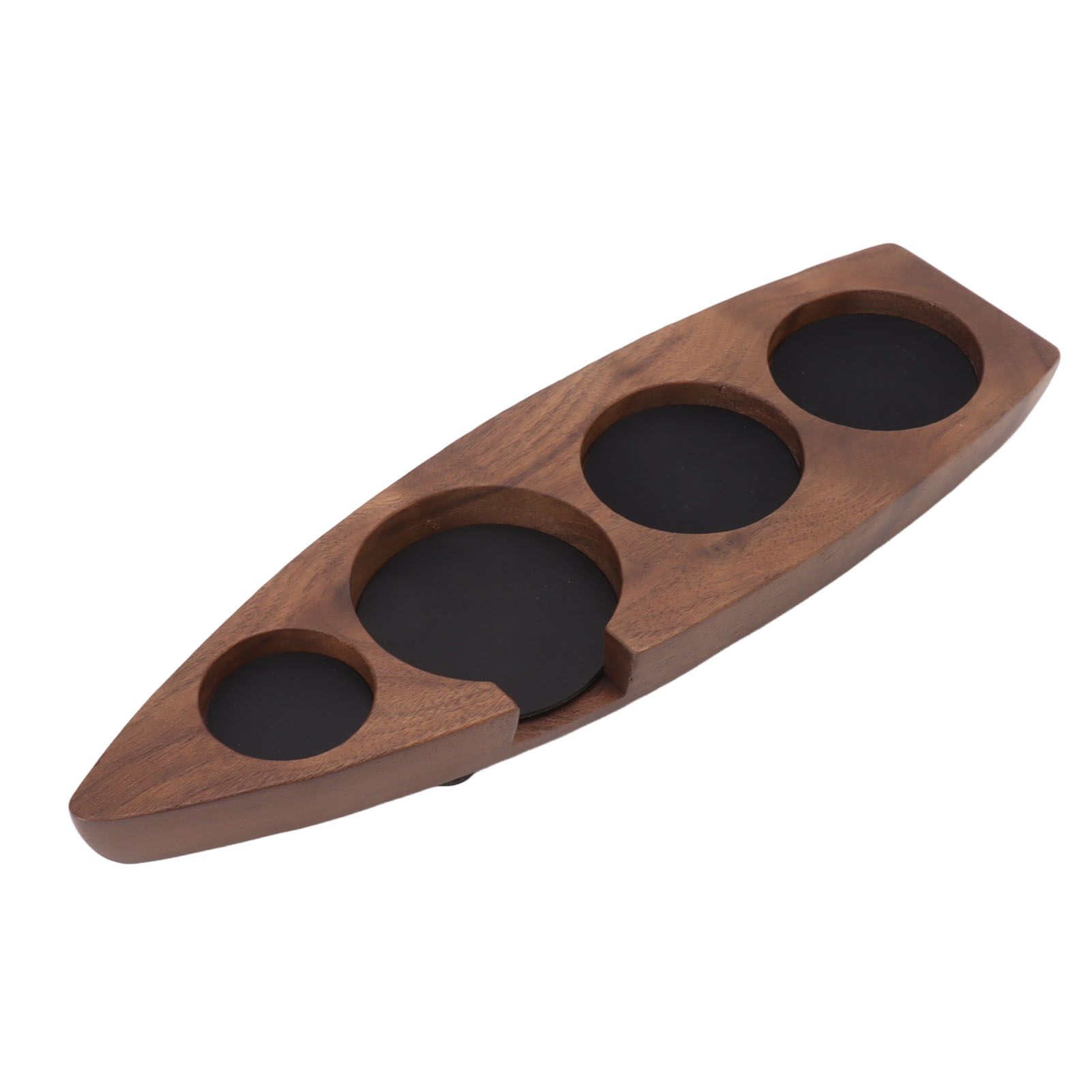 Boat Shape Coffee Tamper Holder Walnut Wood Coffee Distributor Holder Station for Cafe Western Restaurant Bar Family Kitchen 51mm - Image 6
