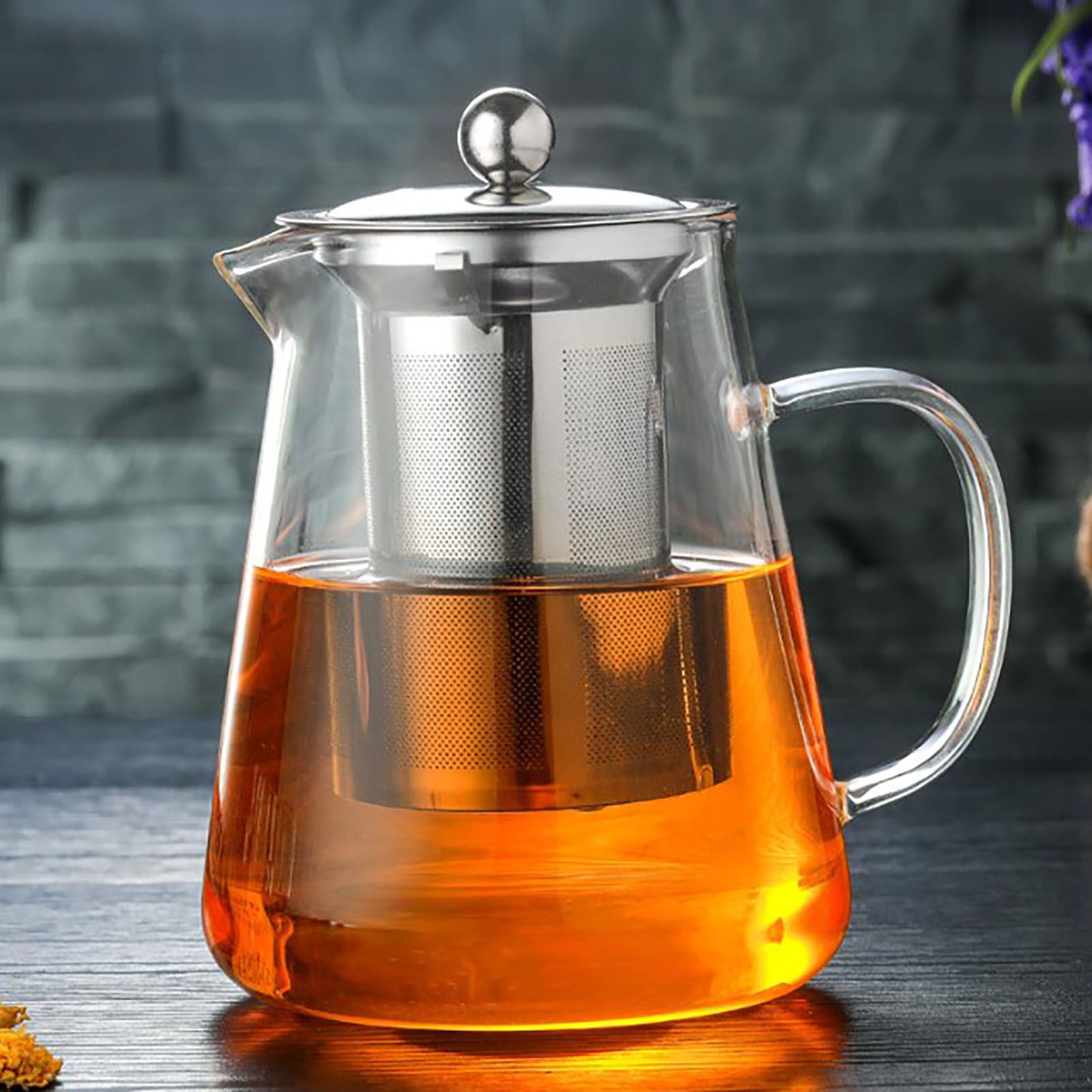 1300ml Glass Teapot Thickened Heat Resistant Clear Ergonomic Handle for Loose Leaf Blooming Tea - Image 5