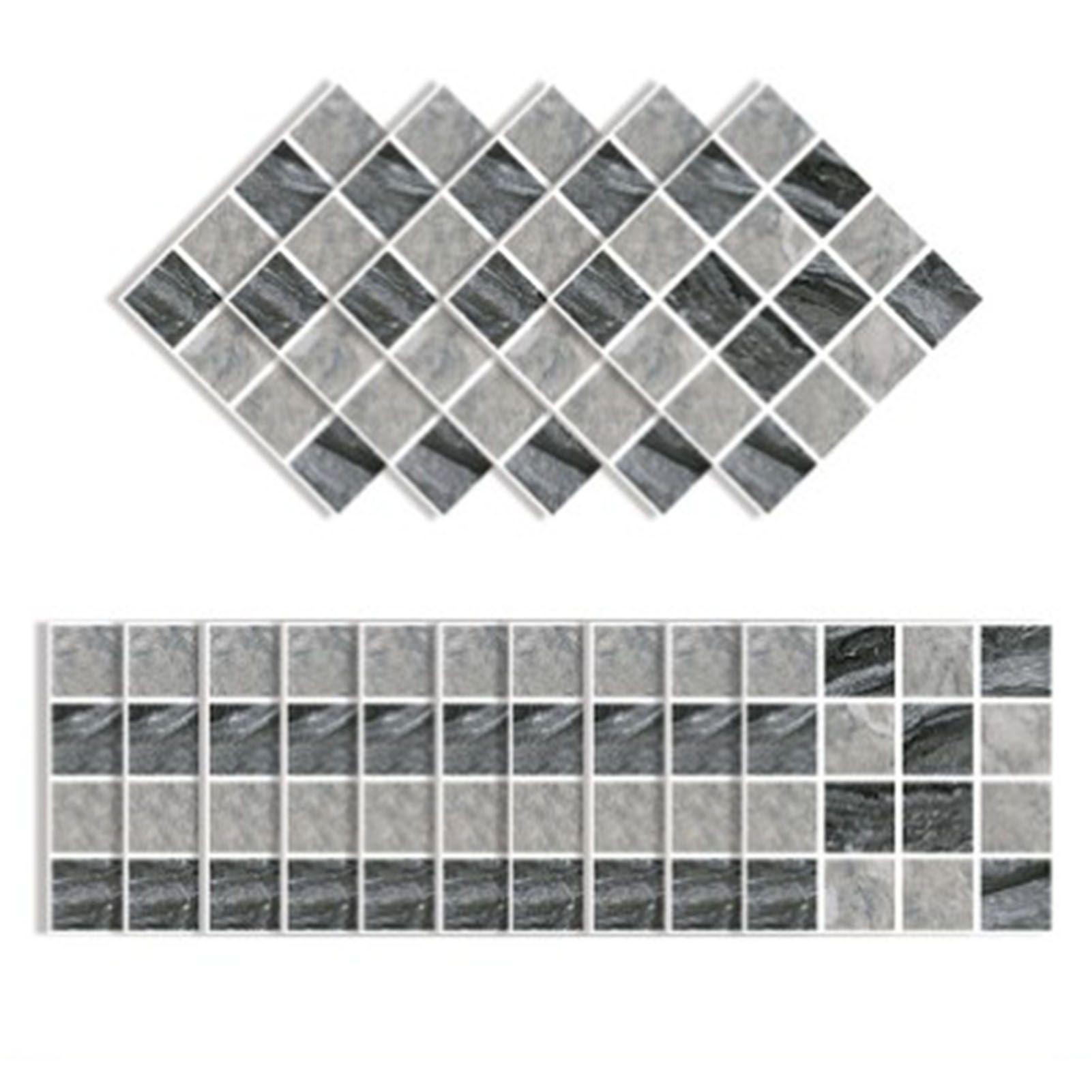 30PCS Mosaic Wallpaper PVC 3D Waterproof Oil Proof Self Adhesive Wall Sticker for Kitchen Countertops Light Grey Lattice - Image 2