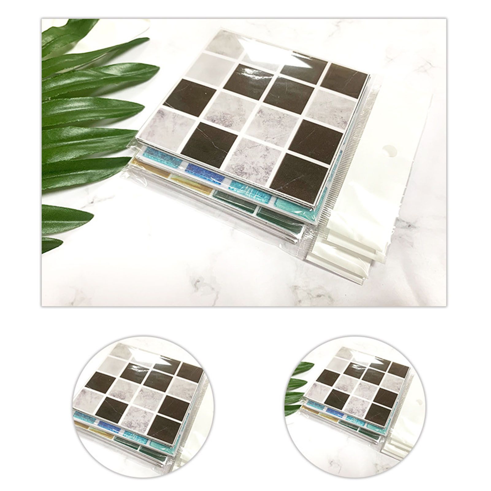 30PCS Mosaic Wallpaper PVC 3D Waterproof Oil Proof Self Adhesive Wall Sticker for Kitchen Countertops Light Grey Lattice - Image 8