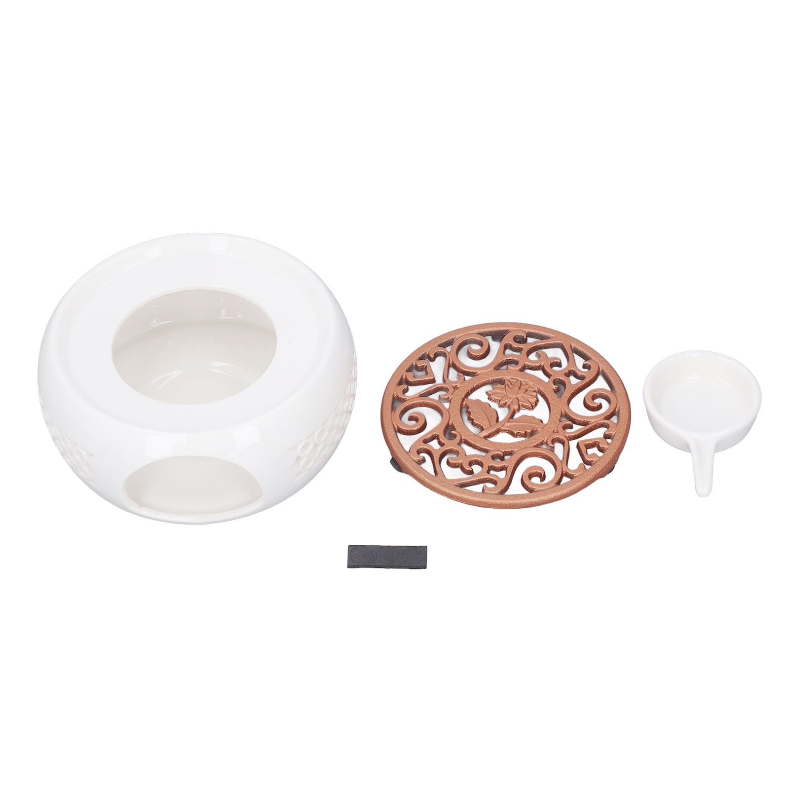 Ceramic Teapot Warmer Hollowed Pad Concave Bottom Practical Multifunction Teapot Heater for Family Office Cafe - Image 1