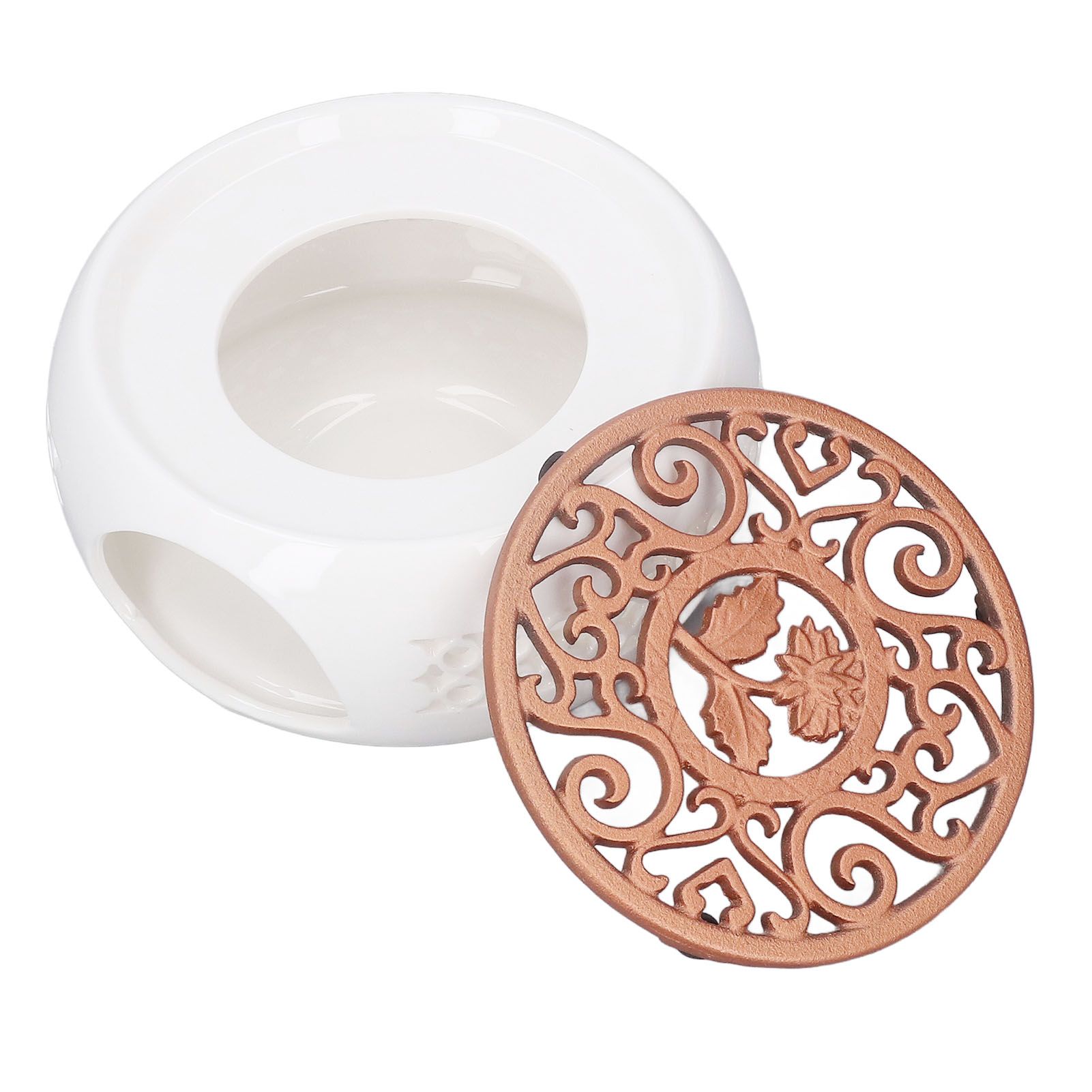 Ceramic Teapot Warmer Hollowed Pad Concave Bottom Practical Multifunction Teapot Heater for Family Office Cafe - Image 2