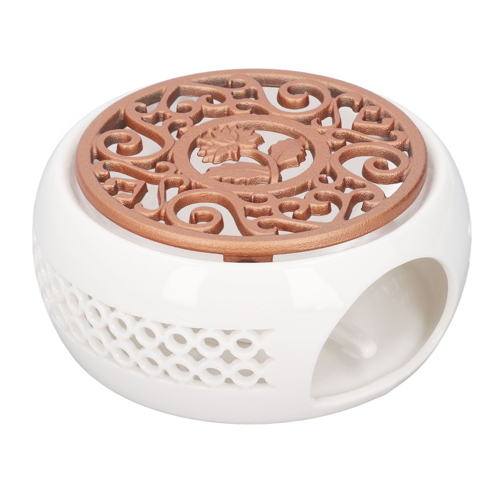 Ceramic Teapot Warmer Hollowed Pad Concave Bottom Practical Multifunction Teapot Heater for Family Office Cafe - Image 3