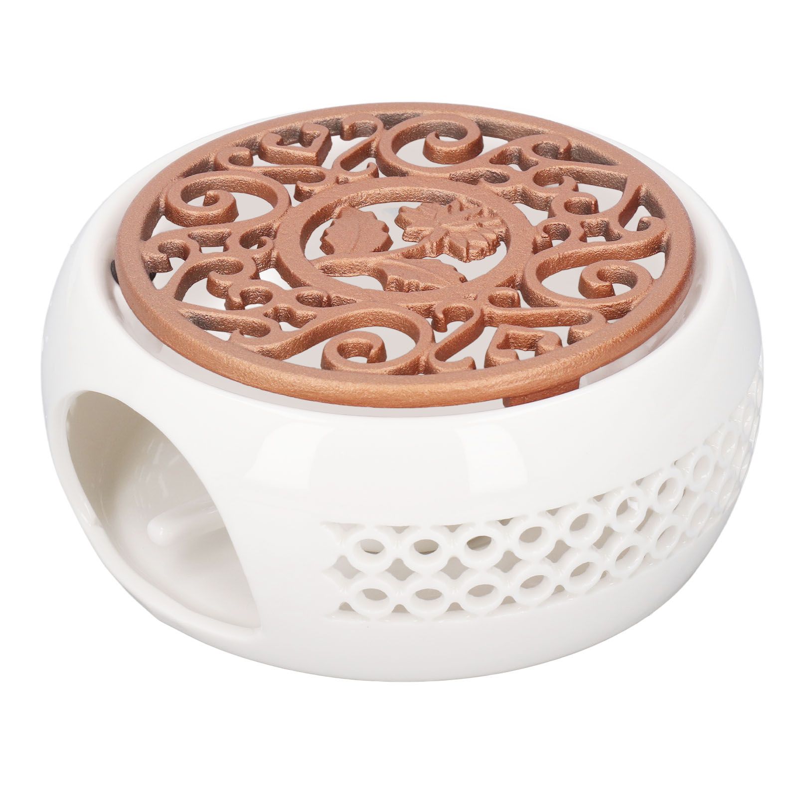 Ceramic Teapot Warmer Hollowed Pad Concave Bottom Practical Multifunction Teapot Heater for Family Office Cafe - Image 4