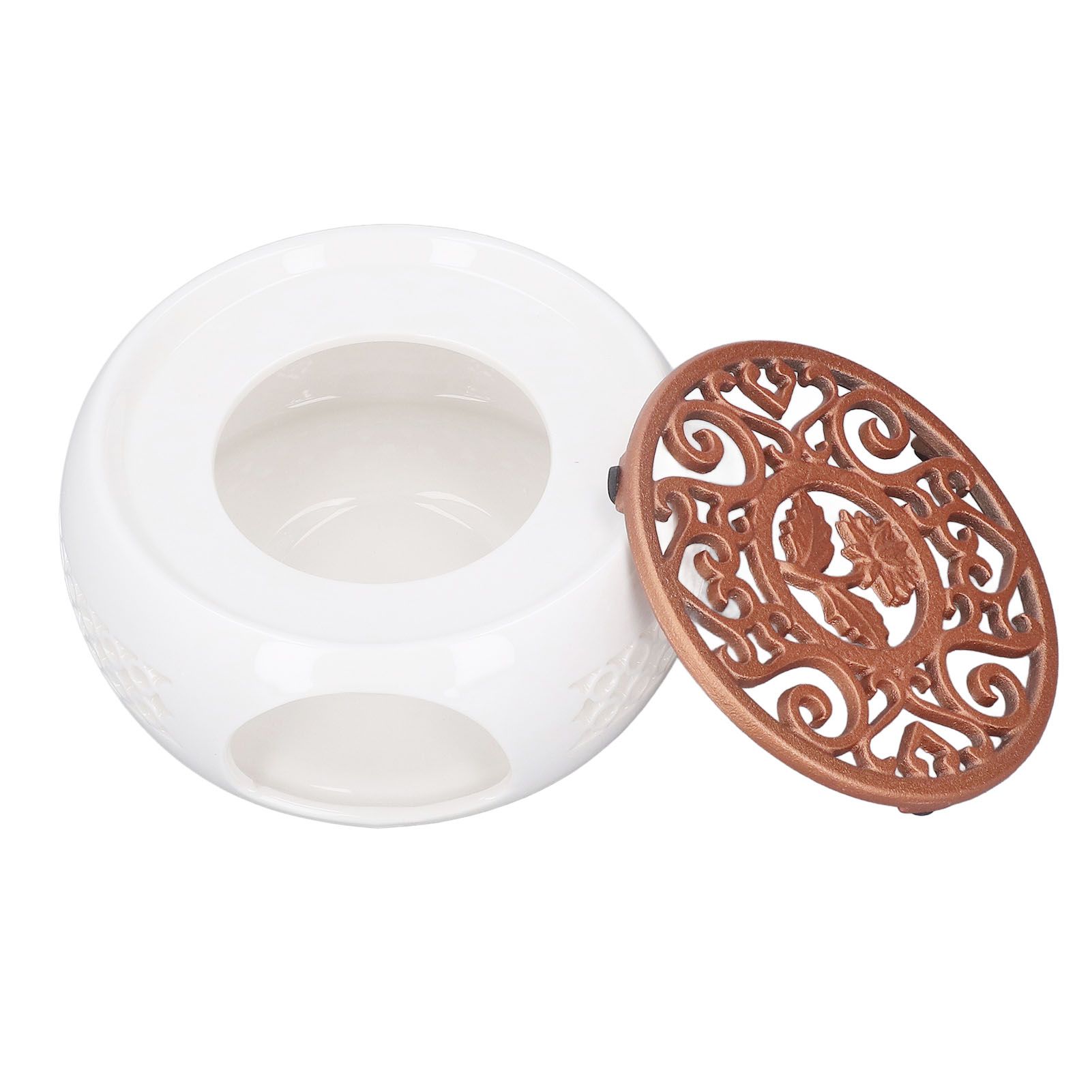 Ceramic Teapot Warmer Hollowed Pad Concave Bottom Practical Multifunction Teapot Heater for Family Office Cafe - Image 8