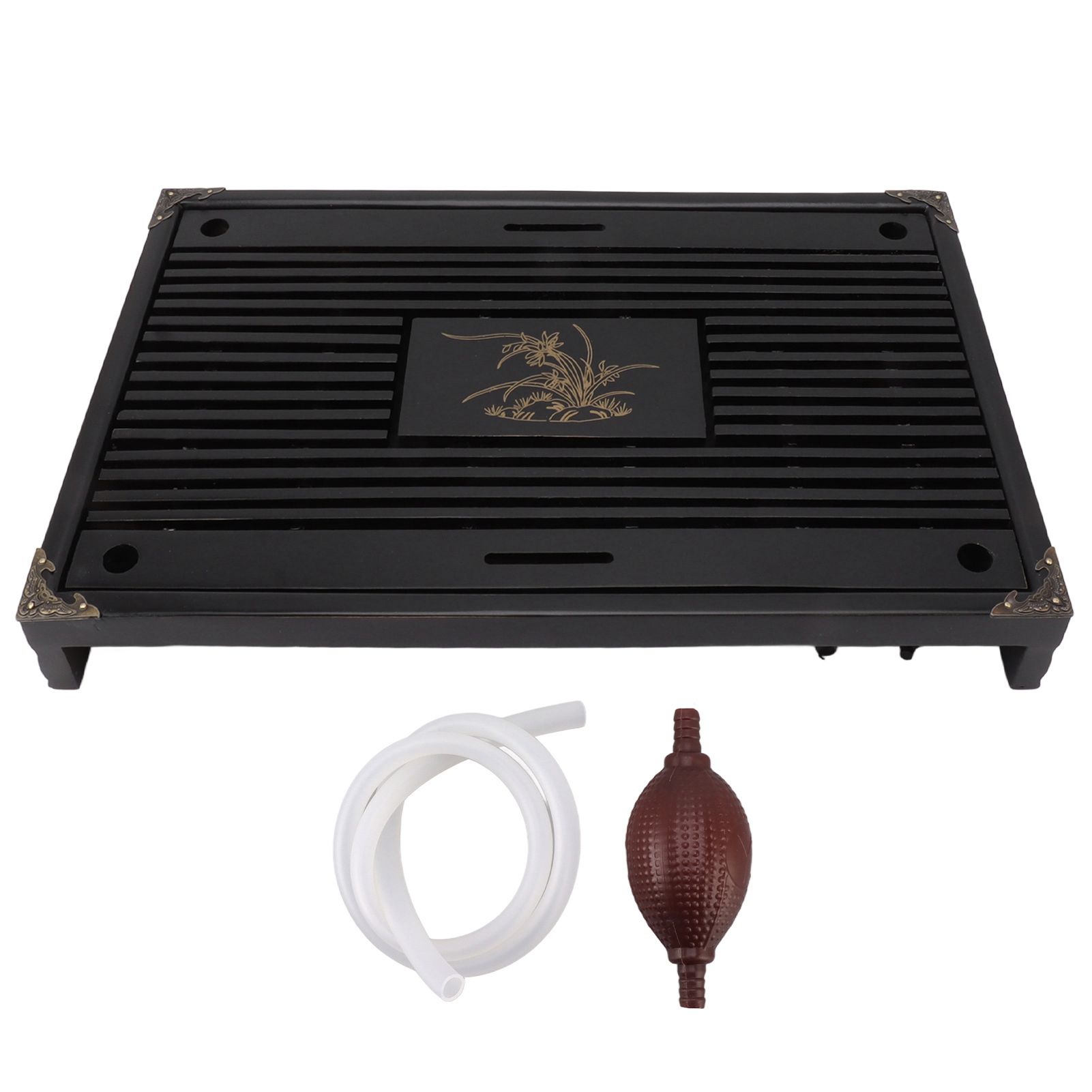 Gongfu Tea Tray Water Storage Drainage Home Decoration Ornament Serving Tray for Office Black - Image 1