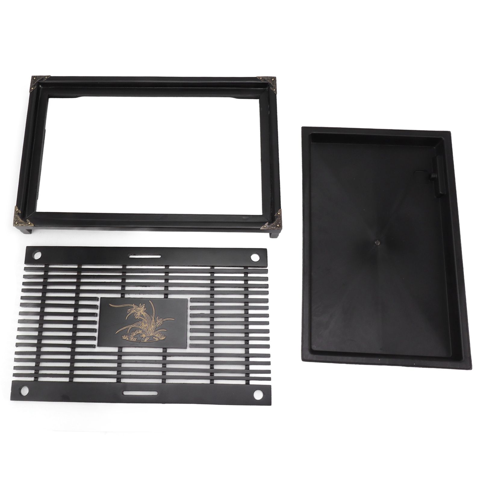 Gongfu Tea Tray Water Storage Drainage Home Decoration Ornament Serving Tray for Office Black - Image 2