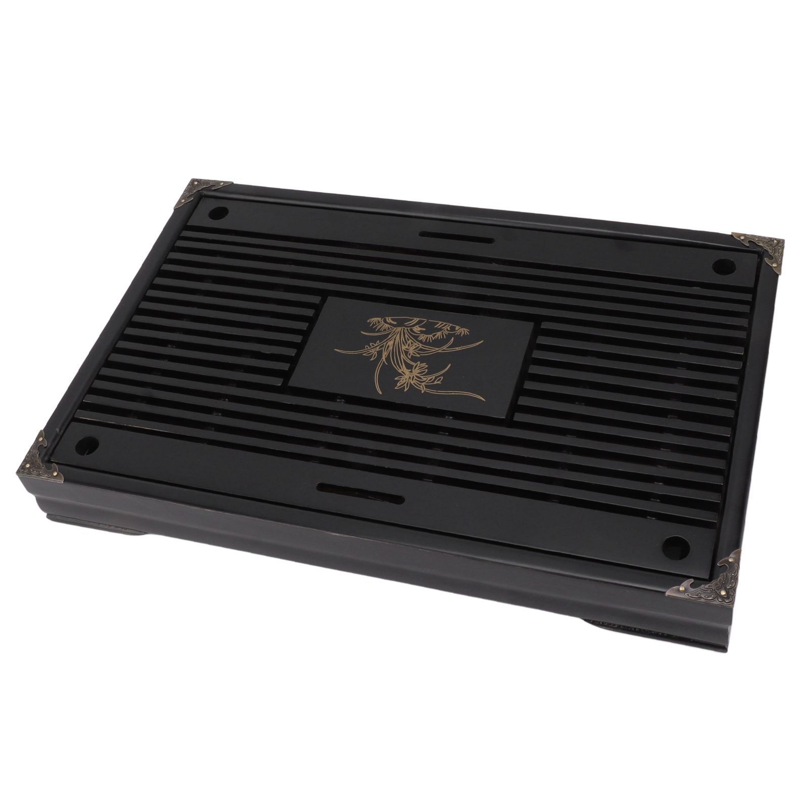 Gongfu Tea Tray Water Storage Drainage Home Decoration Ornament Serving Tray for Office Black - Image 3