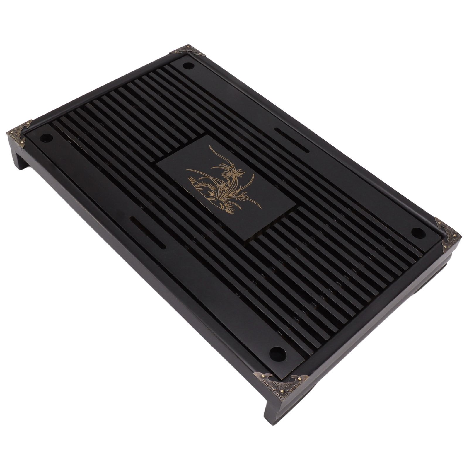 Gongfu Tea Tray Water Storage Drainage Home Decoration Ornament Serving Tray for Office Black - Image 4