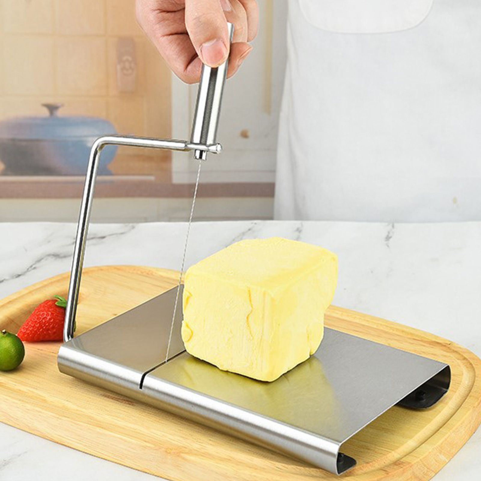 Cheese Cutter Board Stainless Steel Household Anti Corrosion Cheese Cutter with 6PCS Cutting Wire for Kitchen - Image 5