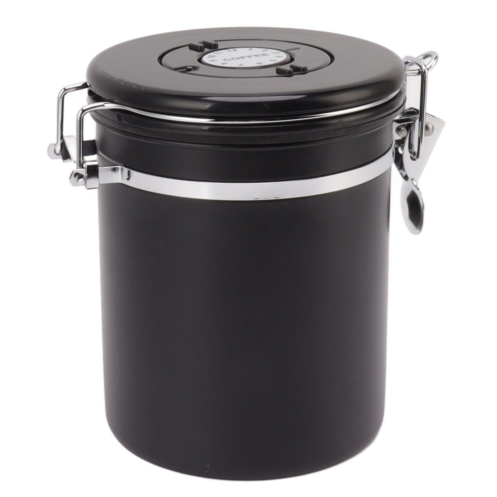 Coffee Bean Storage Container 304 Stainless Steel Exhaust Valve Coffee Bean Sealed Tank with Date Tracker and Scoop 1.2L (12x12cm / 4.7x4.7in) - Image 2