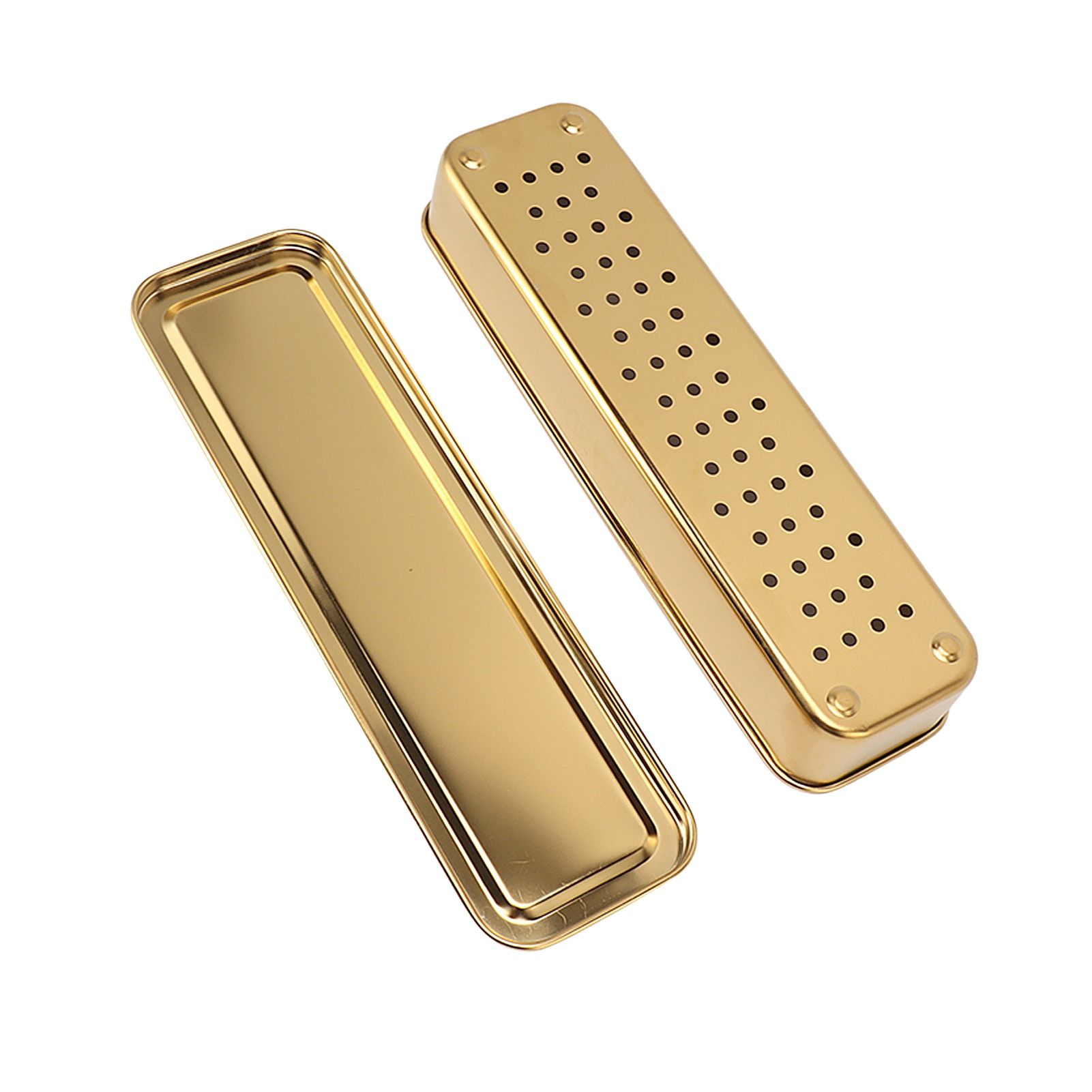 Stainless Steel Cutlery Tray Holder Kitchen Chopstick Spoon Fork Storage Box with Lid Drainer Gold - Image 8