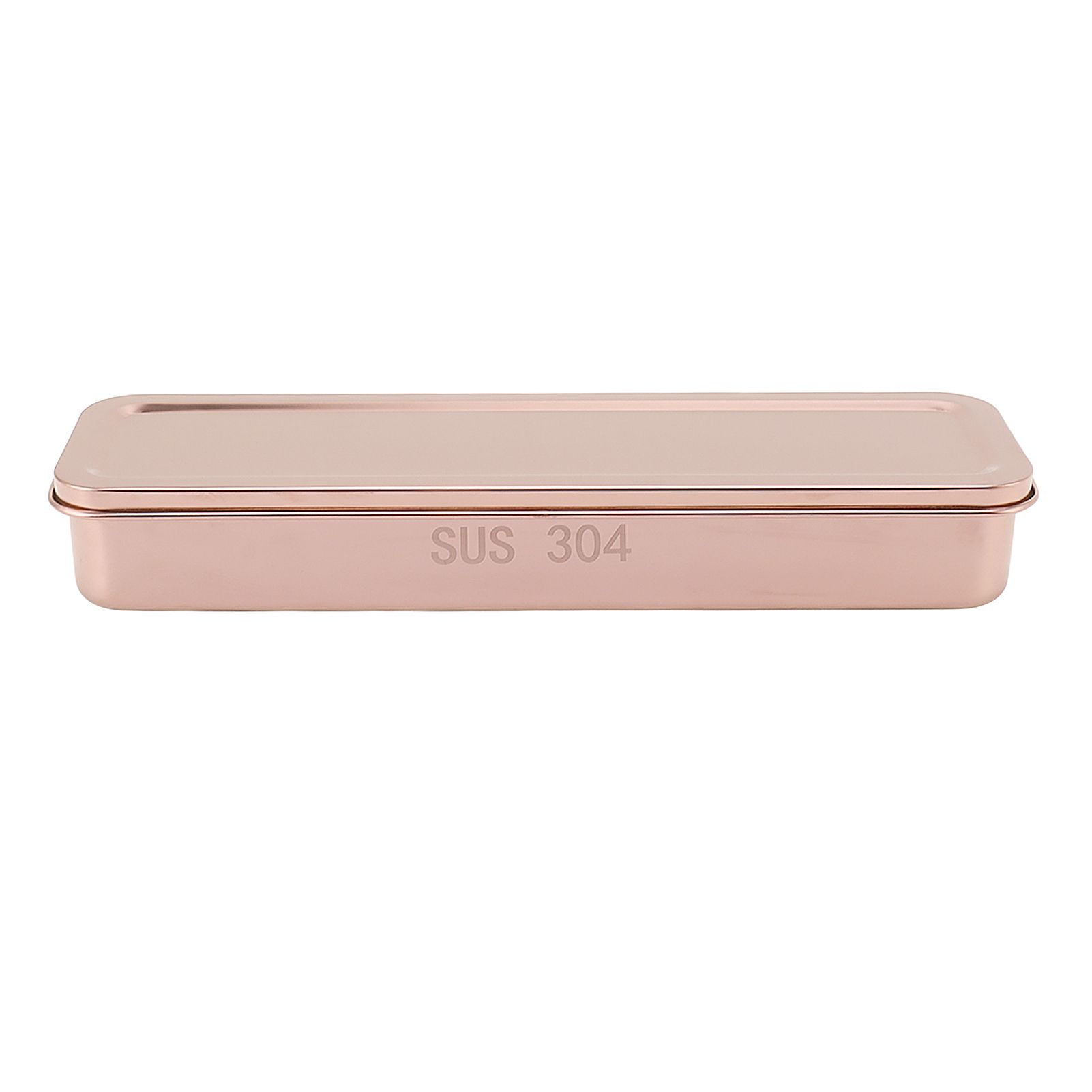Stainless Steel Cutlery Tray Holder Kitchen Chopstick Spoon Fork Storage Box with Lid Drainer Rose Gold - Image 1