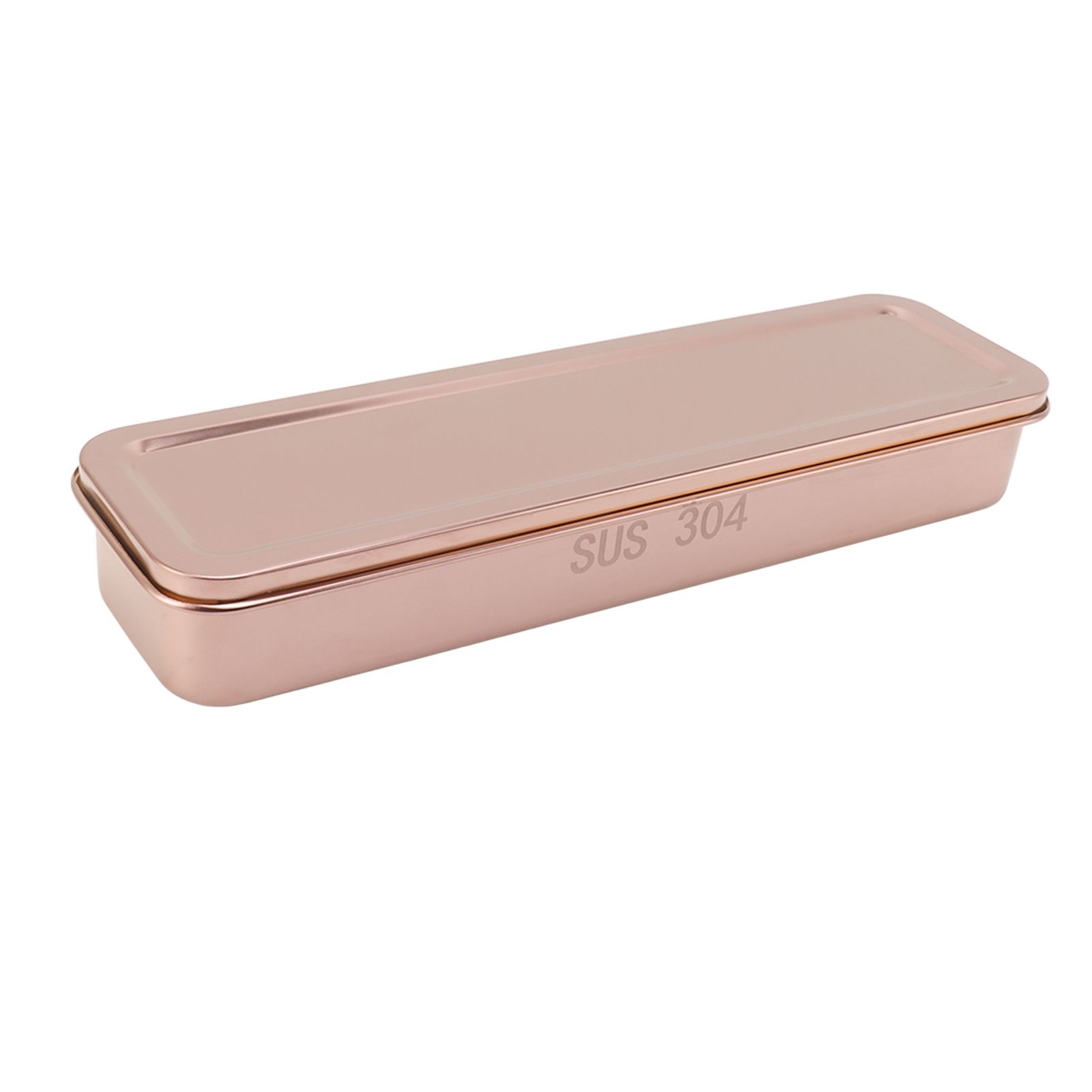 Stainless Steel Cutlery Tray Holder Kitchen Chopstick Spoon Fork Storage Box with Lid Drainer Rose Gold - Image 2