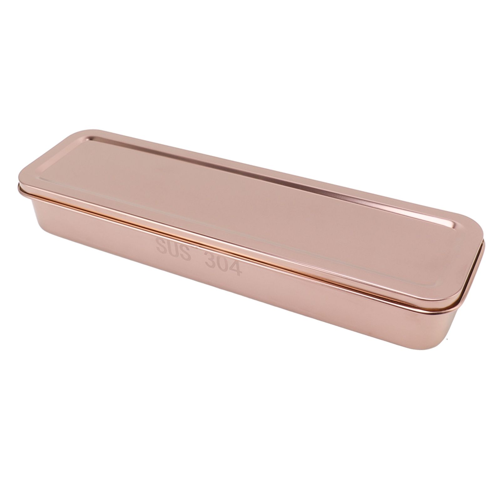 Stainless Steel Cutlery Tray Holder Kitchen Chopstick Spoon Fork Storage Box with Lid Drainer Rose Gold - Image 3