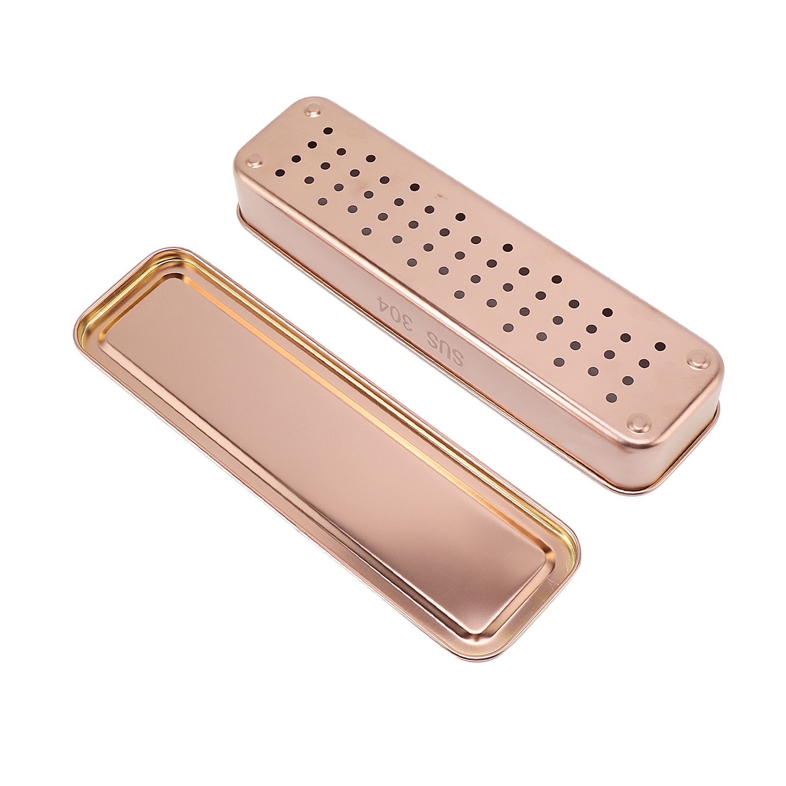 Stainless Steel Cutlery Tray Holder Kitchen Chopstick Spoon Fork Storage Box with Lid Drainer Rose Gold - Image 7