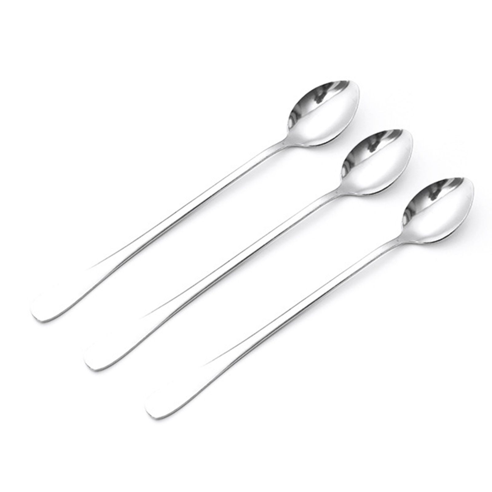 3Pcs Stainless Steel Long Handle Spoon Coffee Ice Tea Ice Cream Spoon for Bar Home Party Pointed Head - Image 1