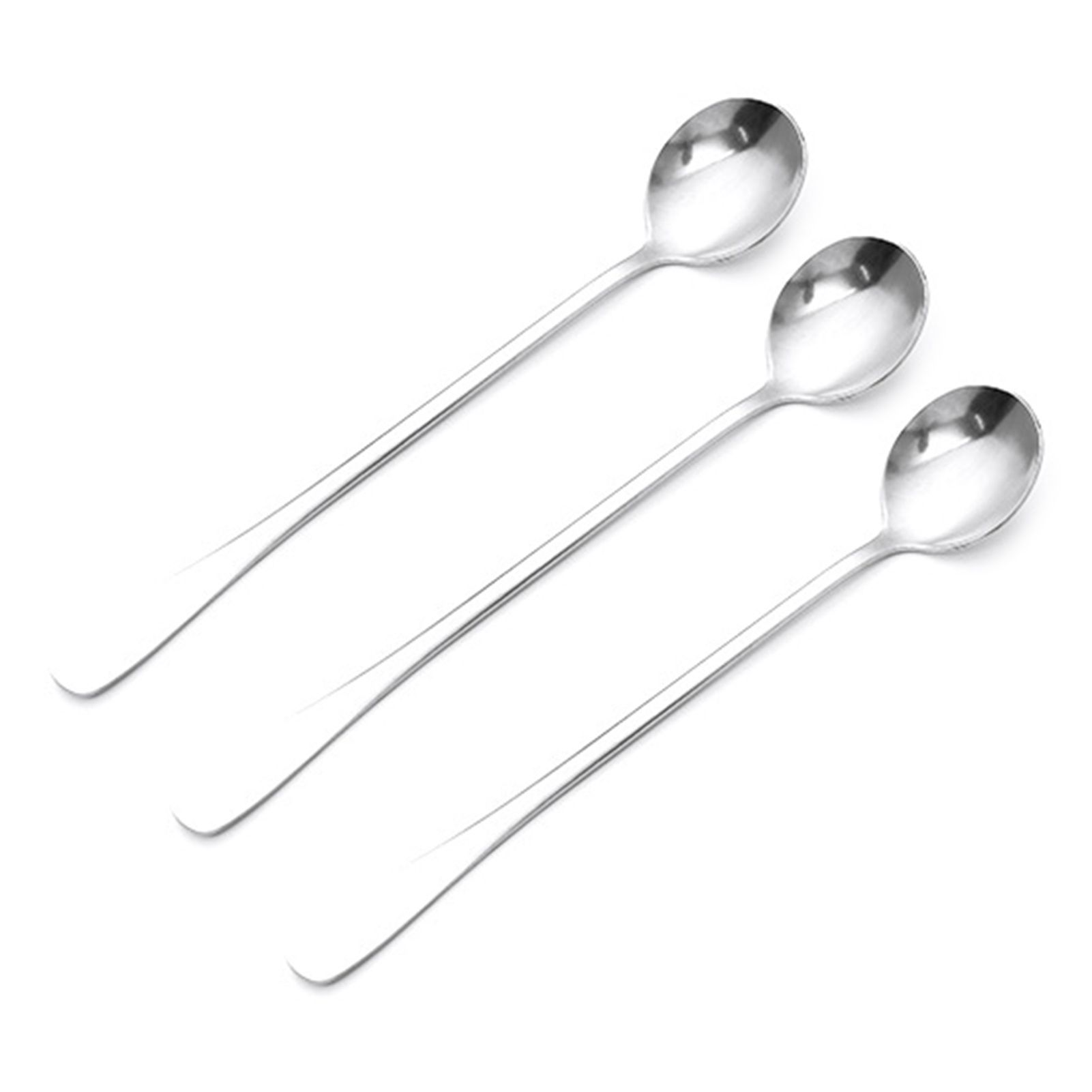 3Pcs Stainless Steel Long Handle Spoon Coffee Ice Tea Ice Cream Spoon for Bar Home Party Round Head - Image 1