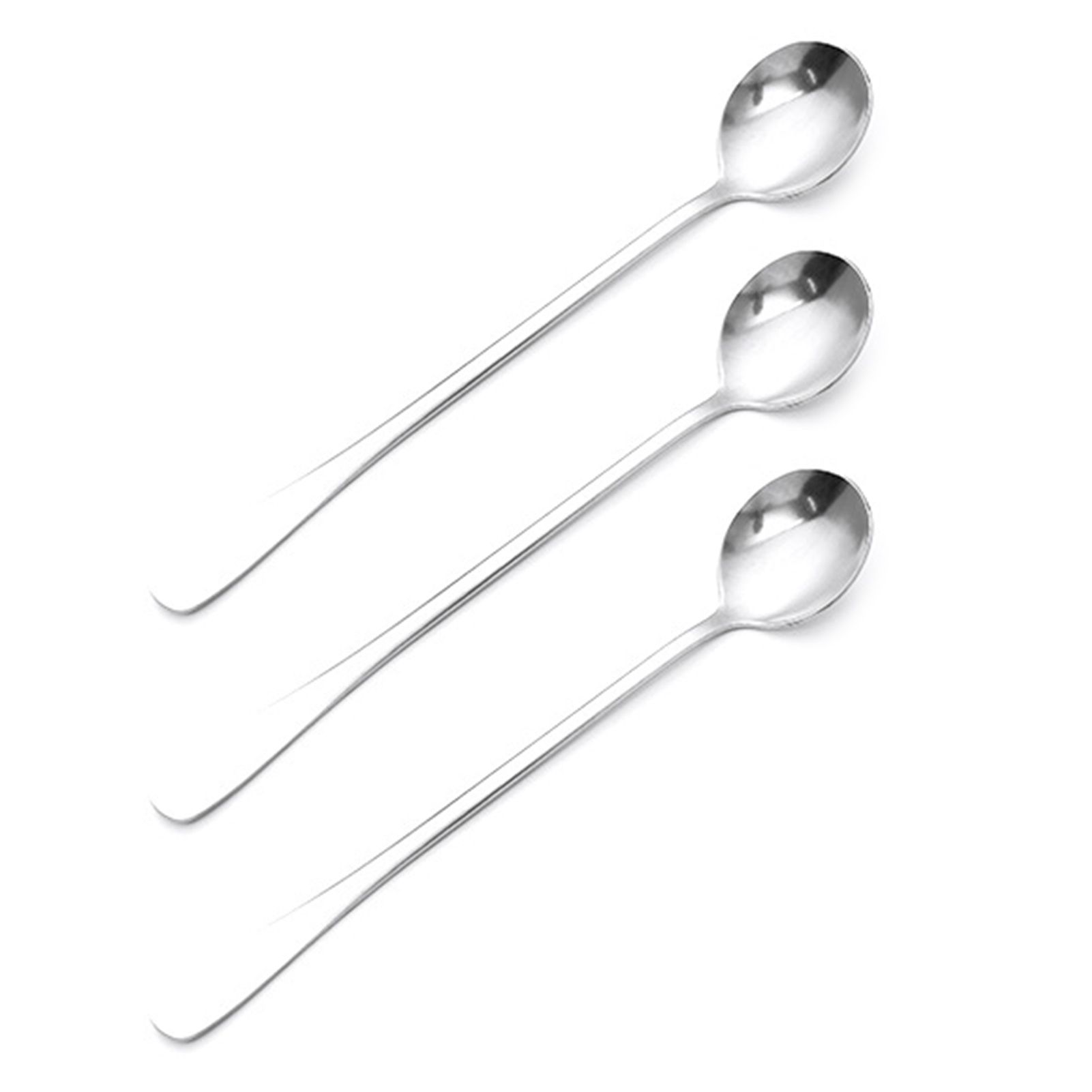 3Pcs Stainless Steel Long Handle Spoon Coffee Ice Tea Ice Cream Spoon for Bar Home Party Round Head - Image 2