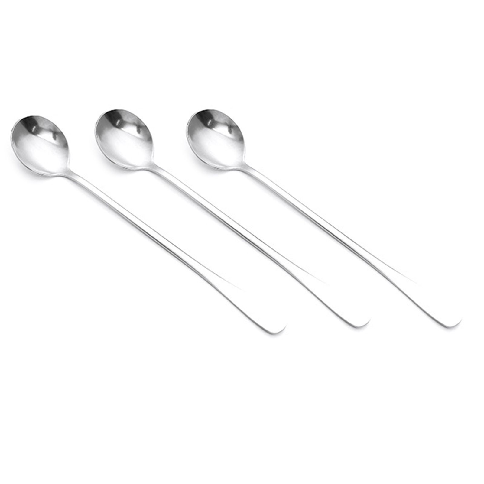3Pcs Stainless Steel Long Handle Spoon Coffee Ice Tea Ice Cream Spoon for Bar Home Party Round Head - Image 3