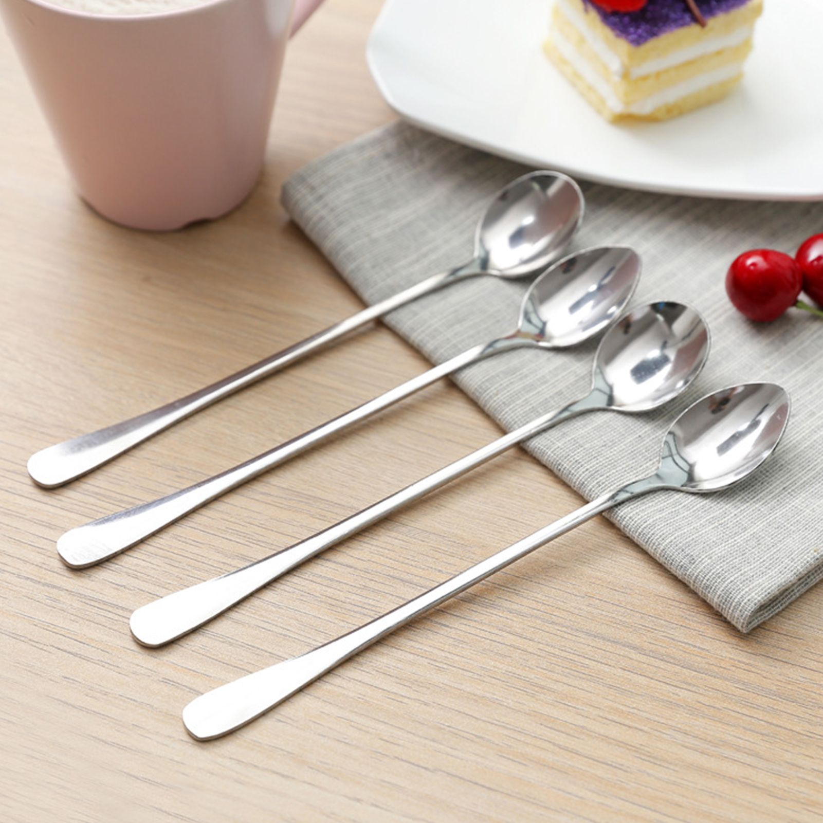 3Pcs Stainless Steel Long Handle Spoon Coffee Ice Tea Ice Cream Spoon for Bar Home Party Round Head - Image 8