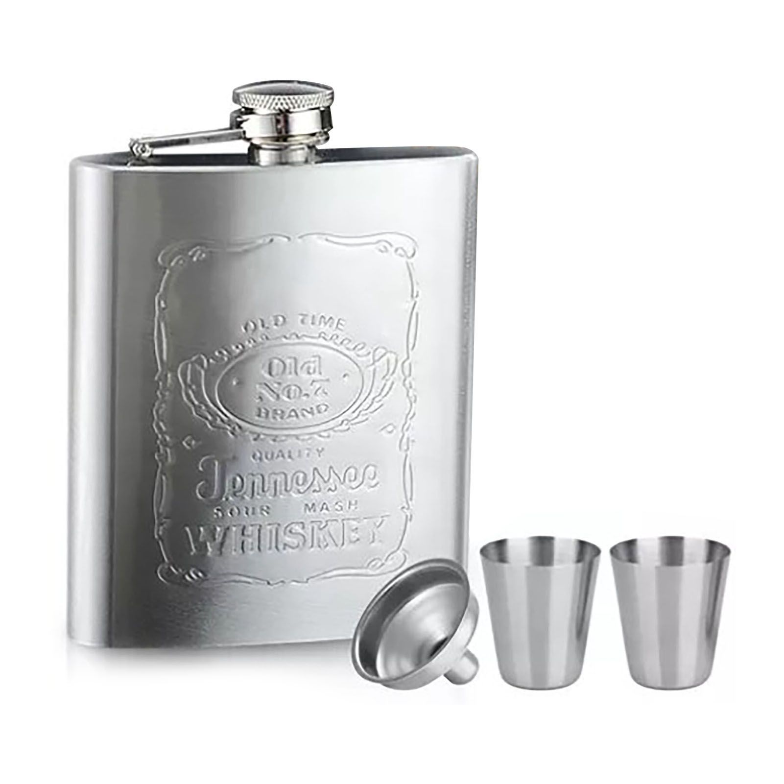 Hip Flask Portable Leak Proof Stainless Steel Whisky Hip Flask with Funnel for Hiking Climbing Fishing Camping 7oz - Image 1