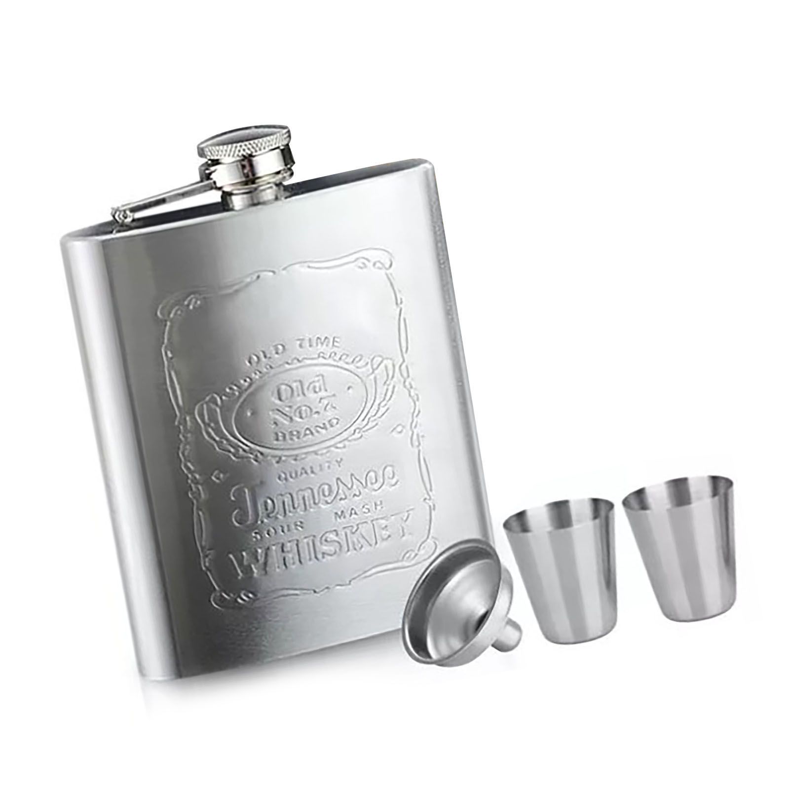 Hip Flask Portable Leak Proof Stainless Steel Whisky Hip Flask with Funnel for Hiking Climbing Fishing Camping 7oz - Image 2