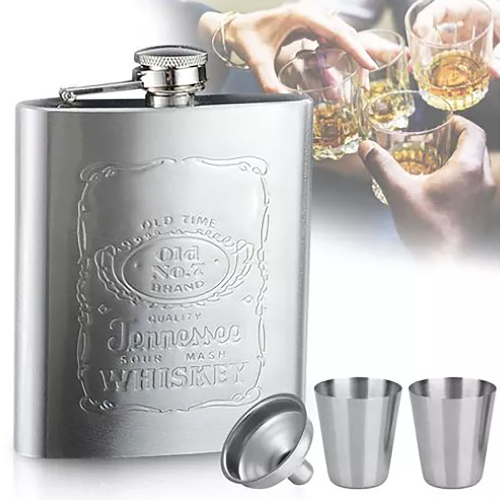 Hip Flask Portable Leak Proof Stainless Steel Whisky Hip Flask with Funnel for Hiking Climbing Fishing Camping 7oz - Image 5